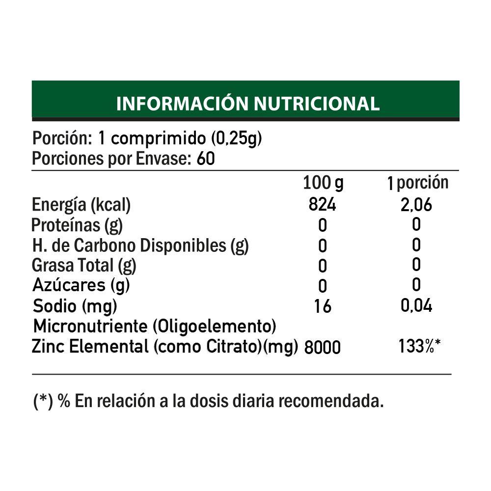 Zinc citrato x60 comprimidos, FDC-3