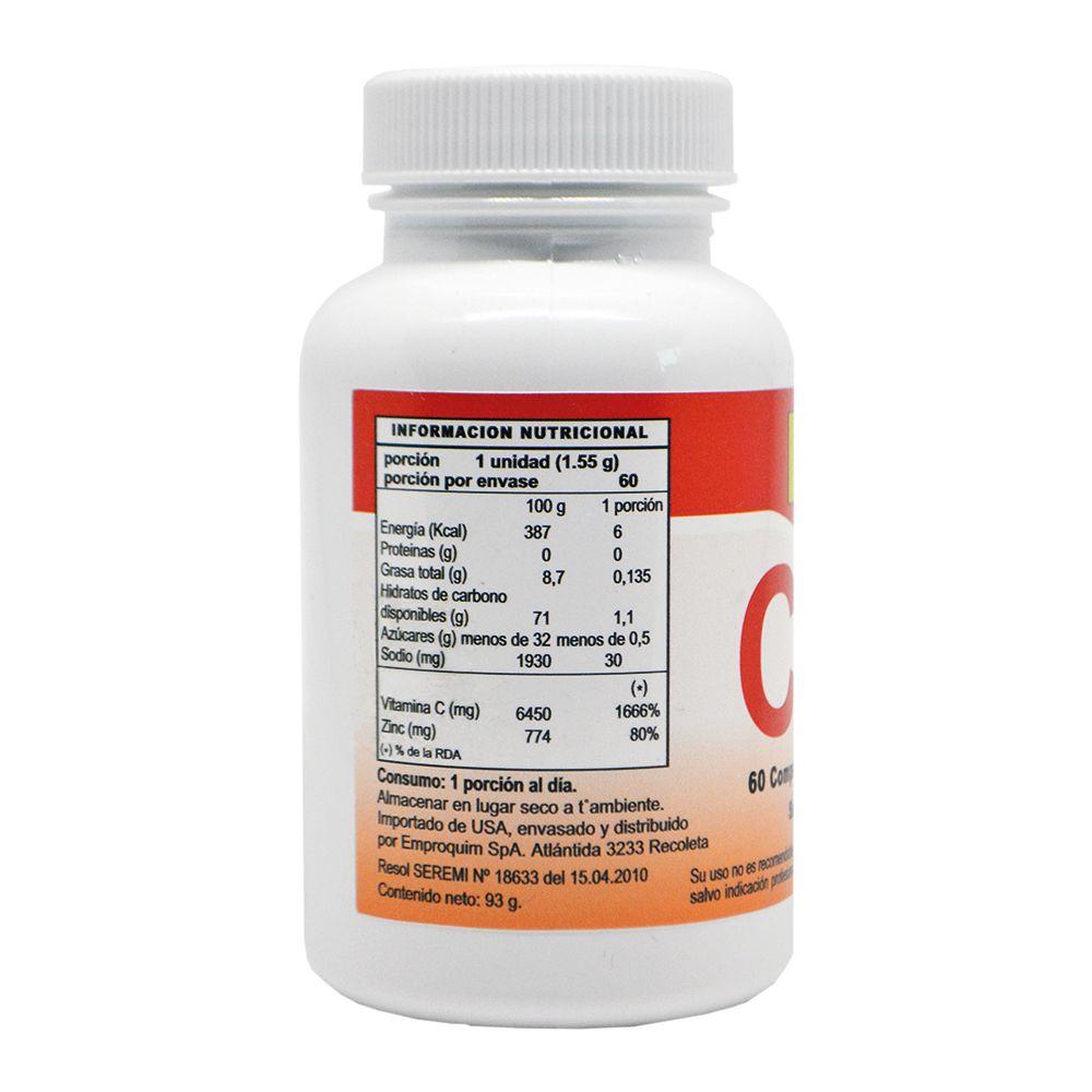 Vitamina C 1000 mg + Zinc x 60 comprimidos-2