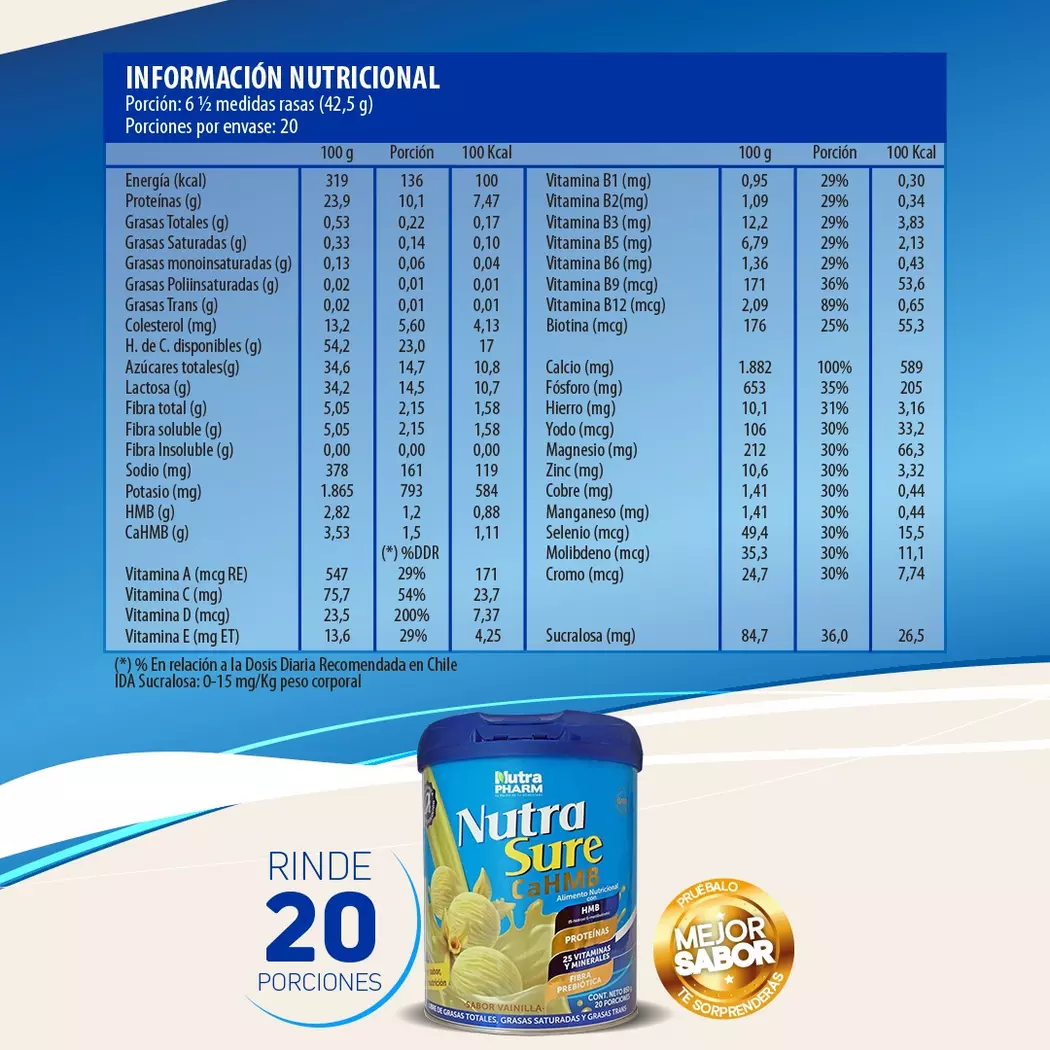 Nutrasure CaHMB Vainilla 850 grs, Nutrapharm-3