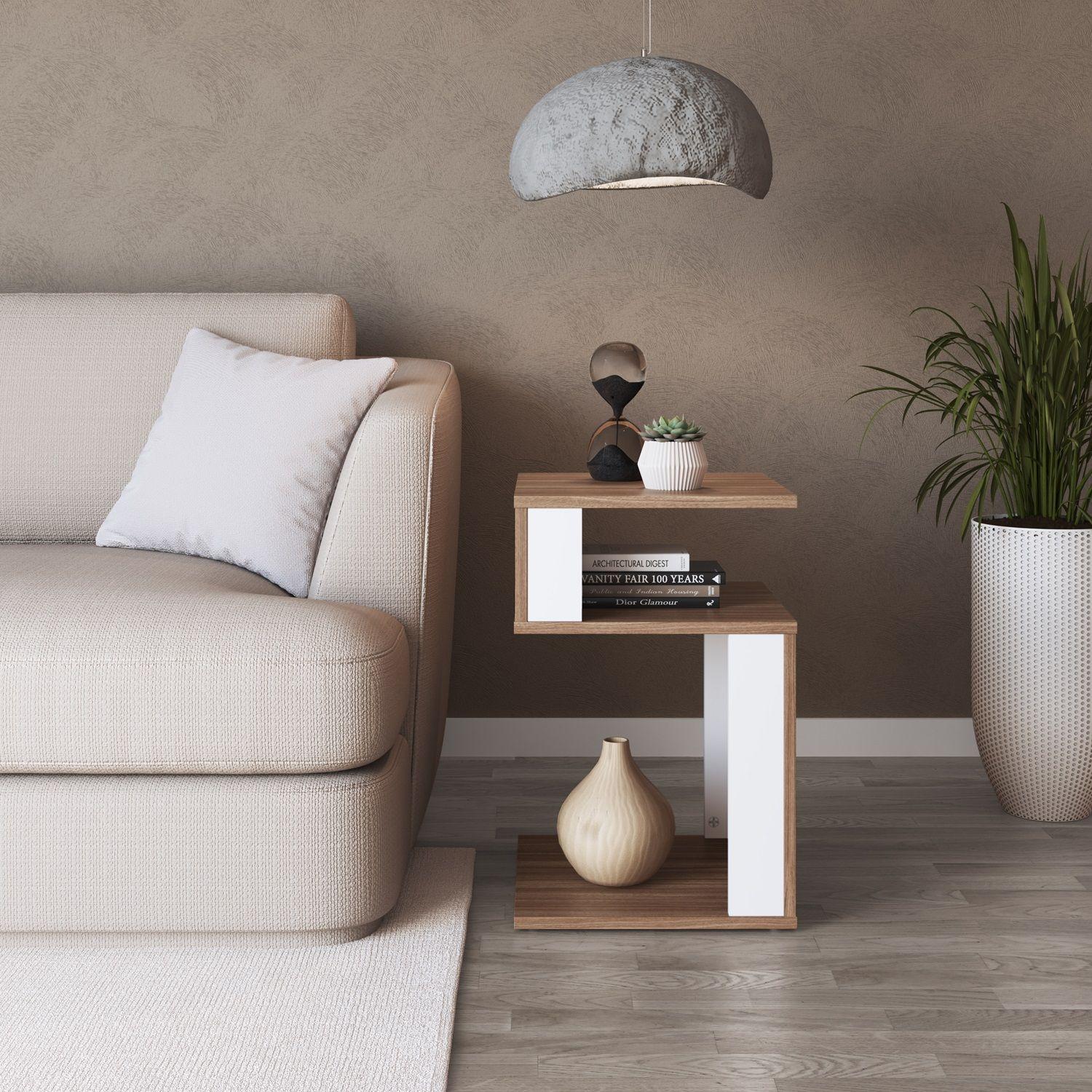 Mesa lateral Nova Castaño Blanco B74.087-1