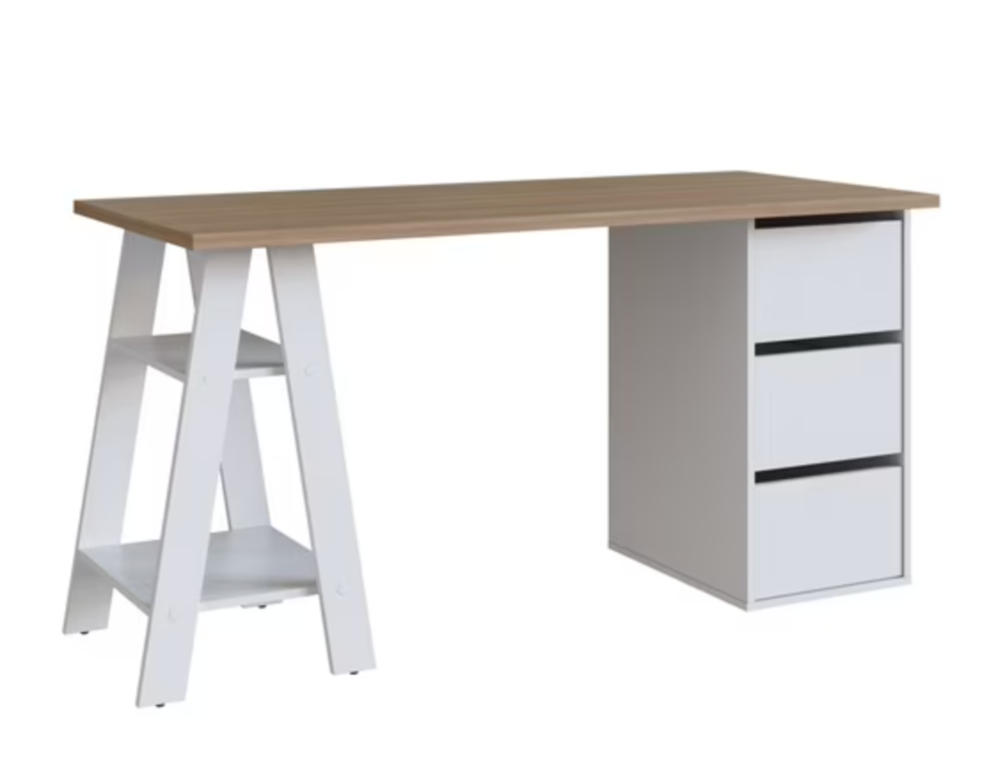 Escritorio Nórdico 3 Cajones Blanco Castaño-2