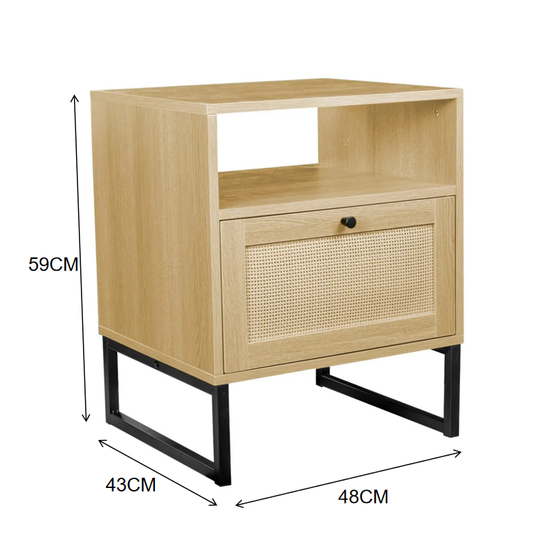 Velador Rattan Natural con Base Metálica-2