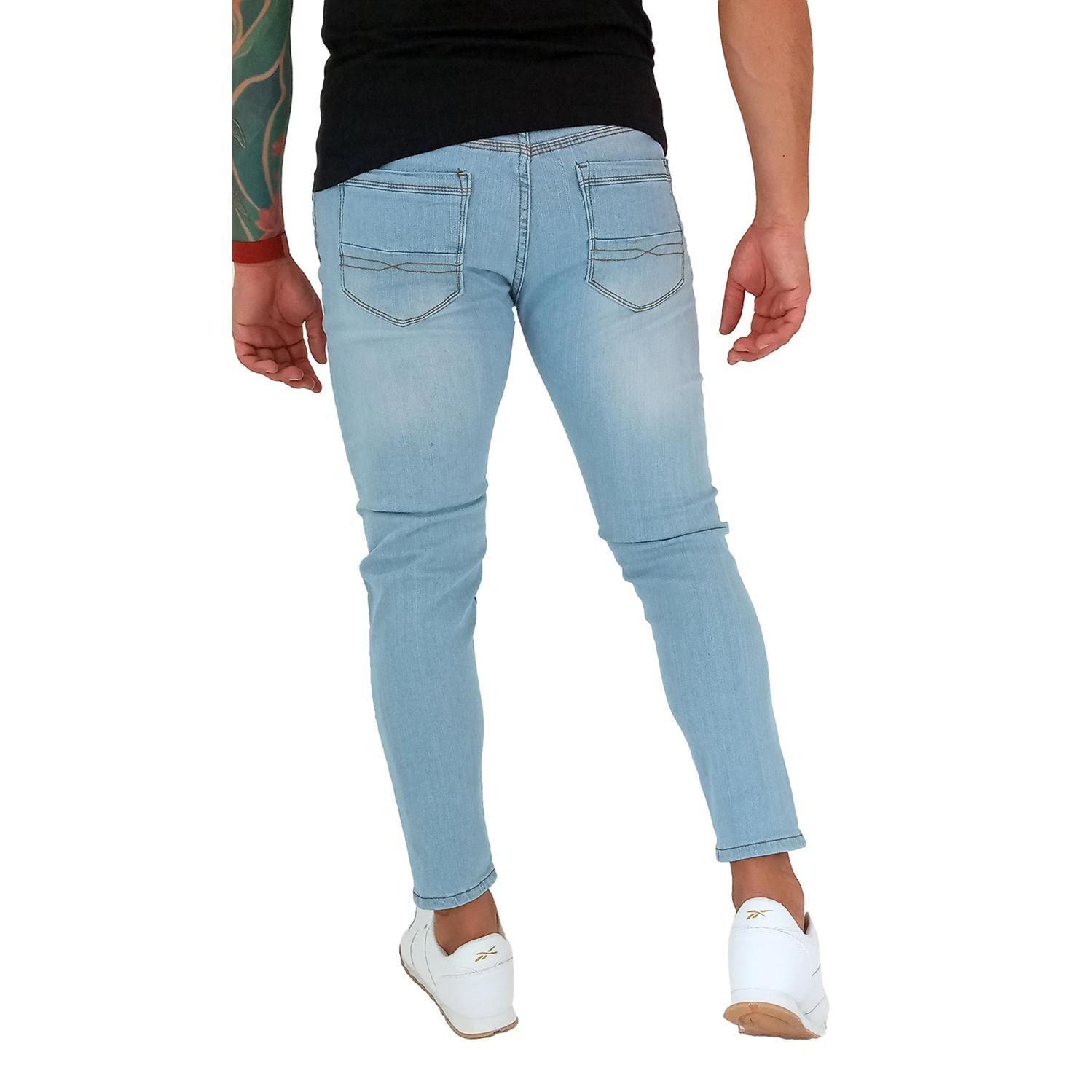 Jeans Super Slim Fit Ankle Fit Celeste Focalizado Mosaico-2