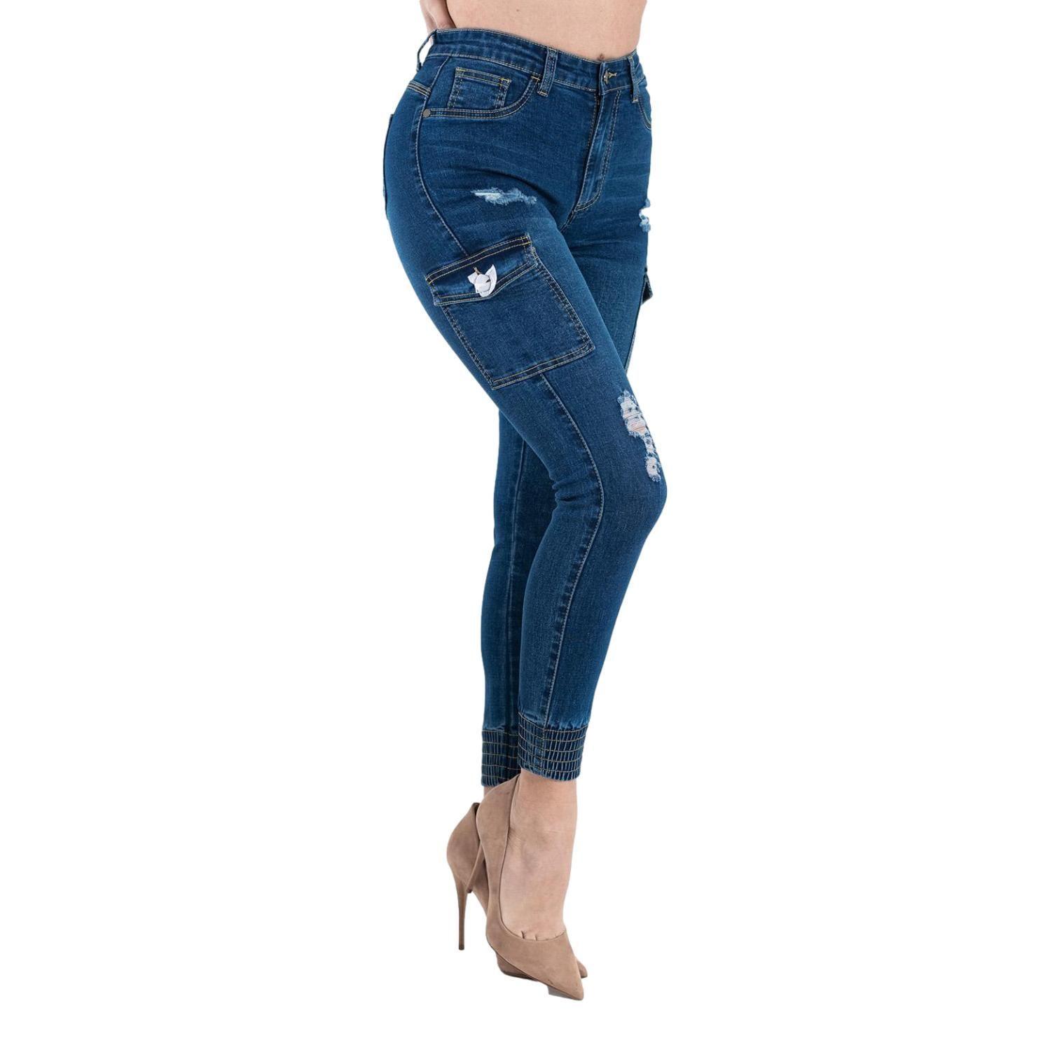 Jogger Cargo Jeans Destroyed Mujer -1
