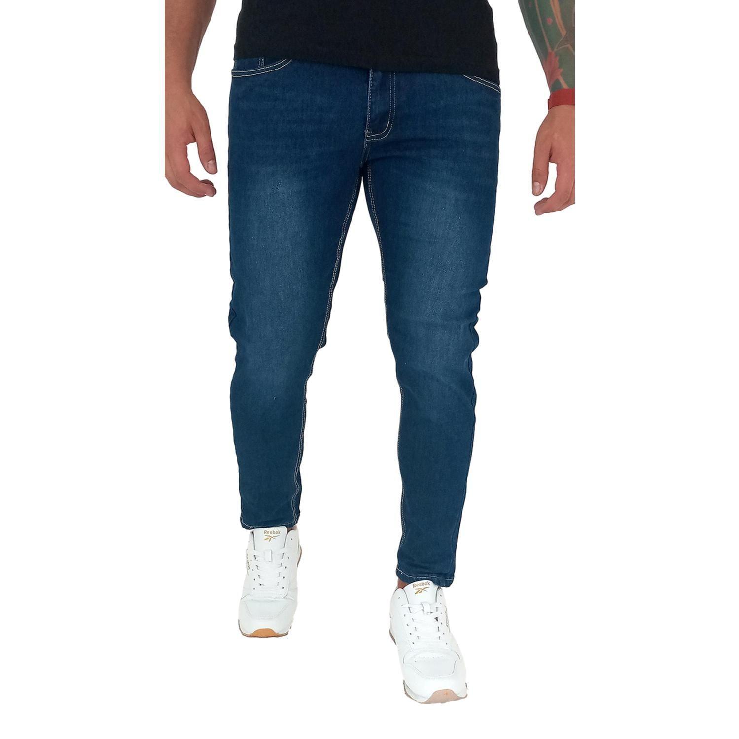 Jeans Super Slim Fit Ankle Fit Azul Oscuro Focalizado Mosaico-1