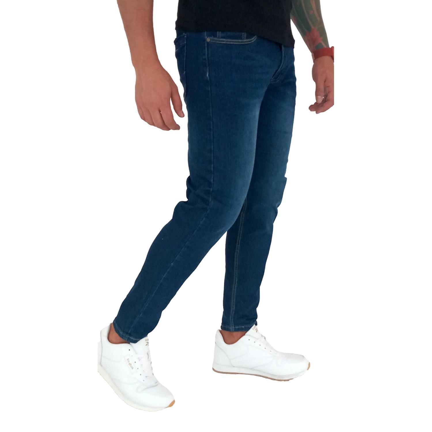Jeans Super Slim Fit Ankle Fit Azul Oscuro Focalizado Mosaico-0
