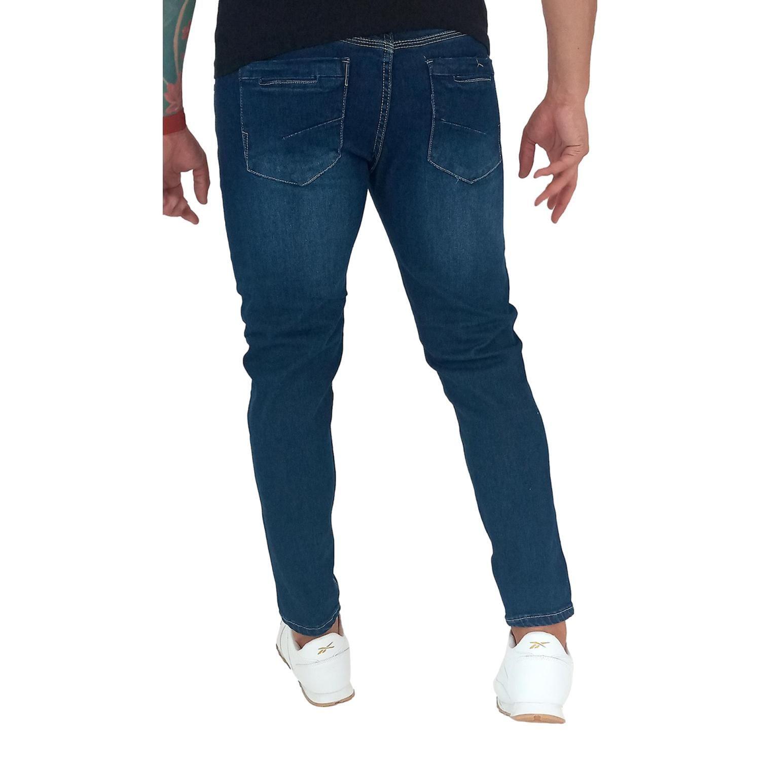 Jeans Super Slim Fit Ankle Fit Azul Oscuro Focalizado Mosaico-2