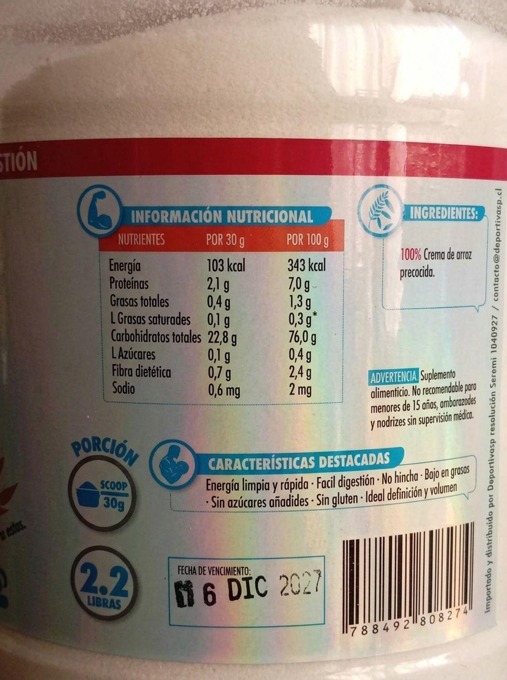 CREMA DE ARROZ CREAM OF RICE 30 SERV SP-2