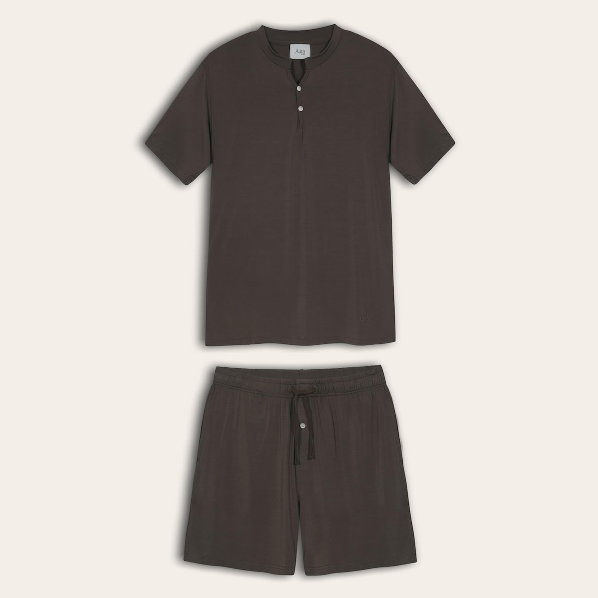 Set Pijama Hombre - Corto - 100% Bambú - Fresco y Suave -  Café - Talla  L - Hypnos-0