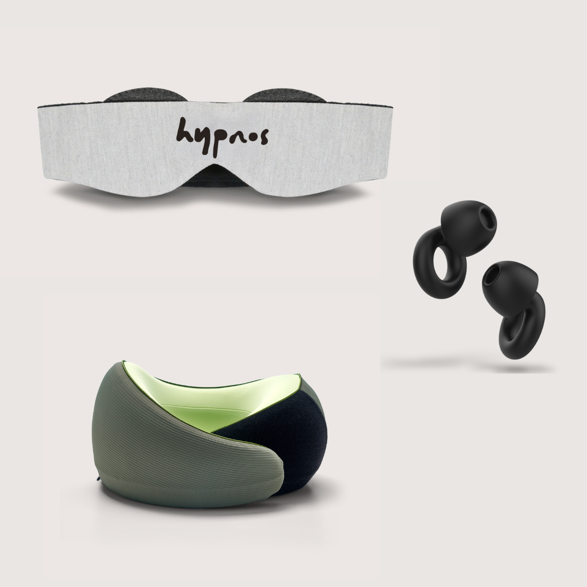 Pack Travel Pro | Antifaz Gris + Tapón Negro + Almohada Viaje | Hypnos-0