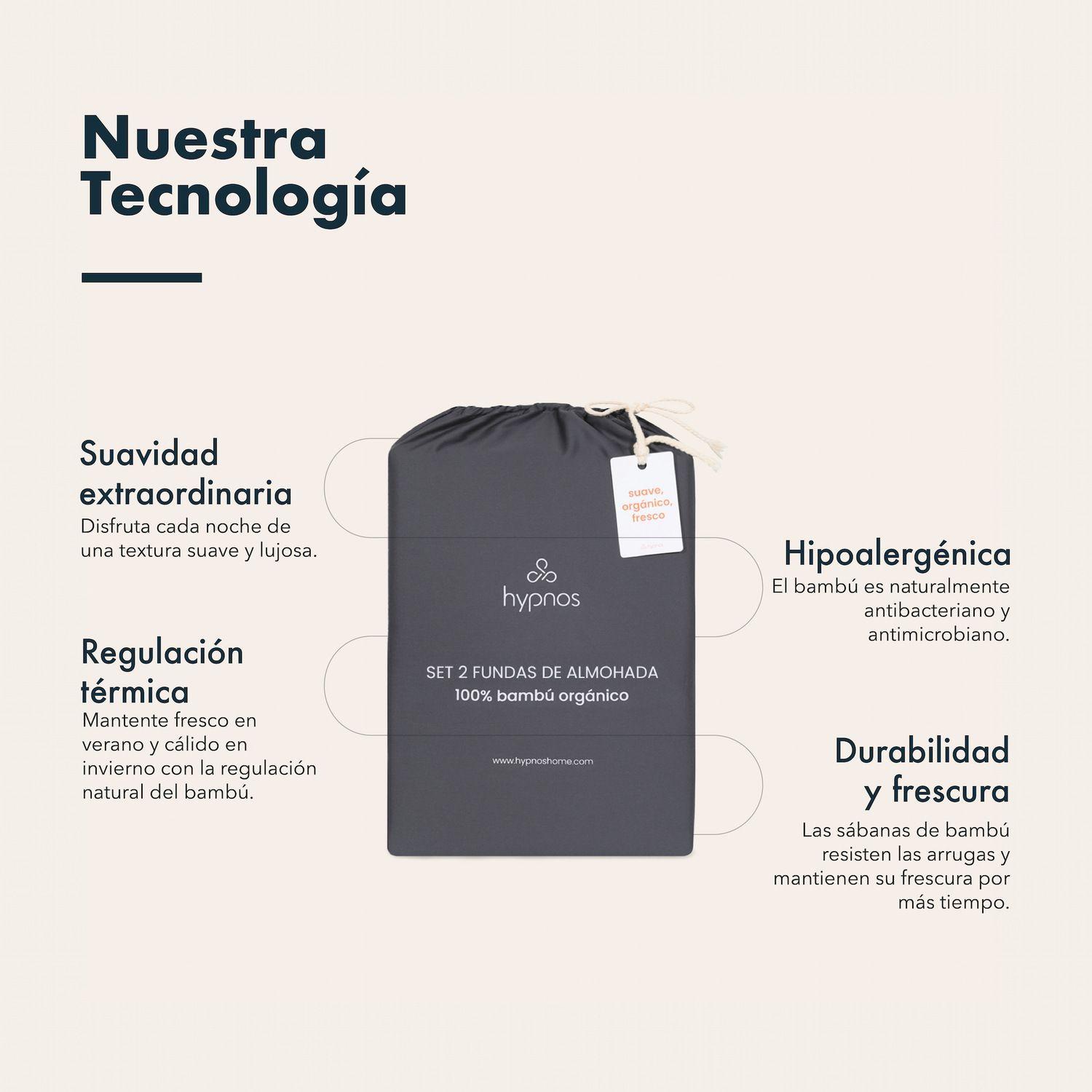 Set 2 Fundas Almohada Lite | 50x70 | 100% Bambú | Hypnos-2
