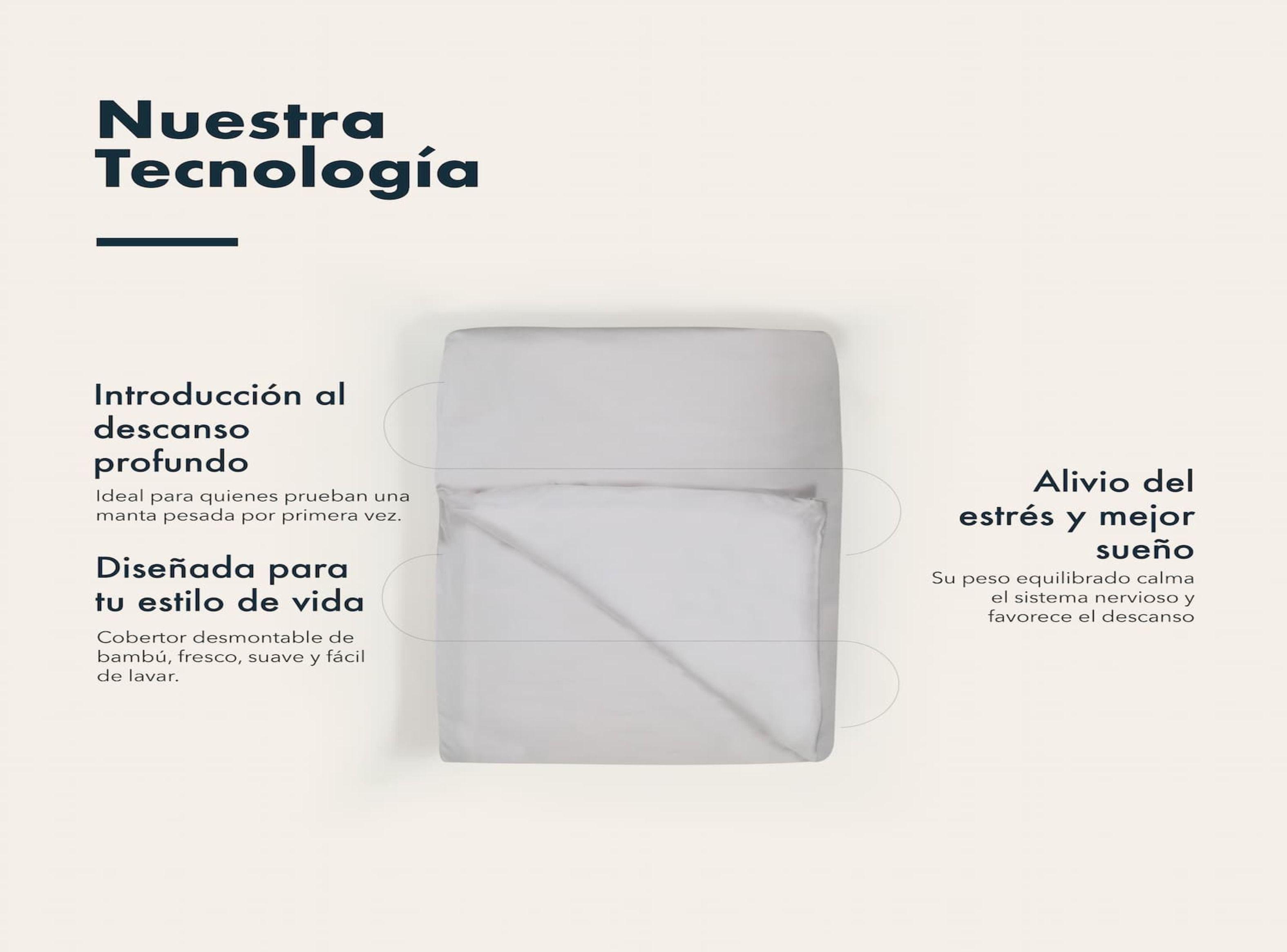 Manta Pesada Premium + Cobertor Bambú 2 Plazas 8 Kg Antiestrés-2