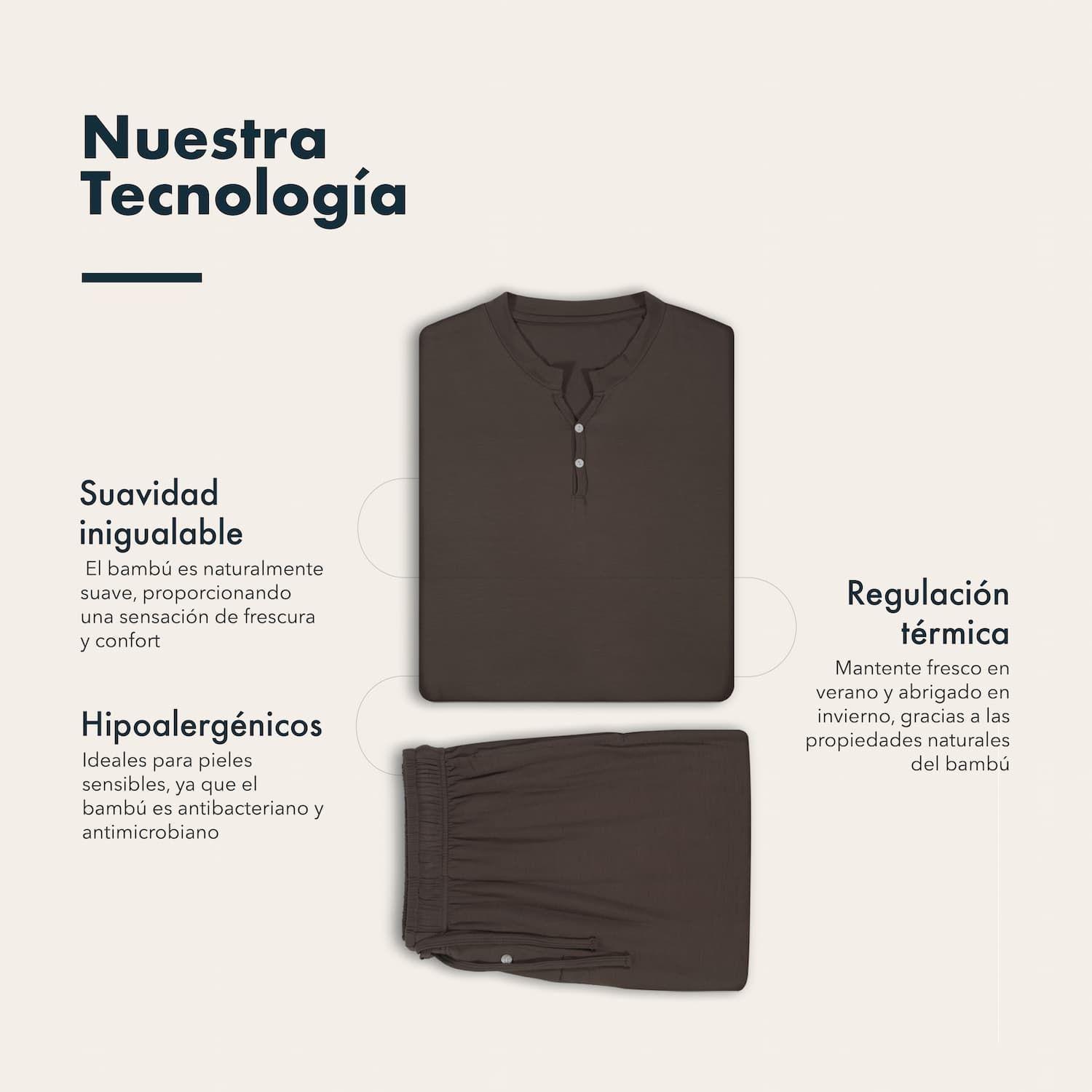 Set Pijama Largo Hombre 100% Bambú Ultrasuave-2