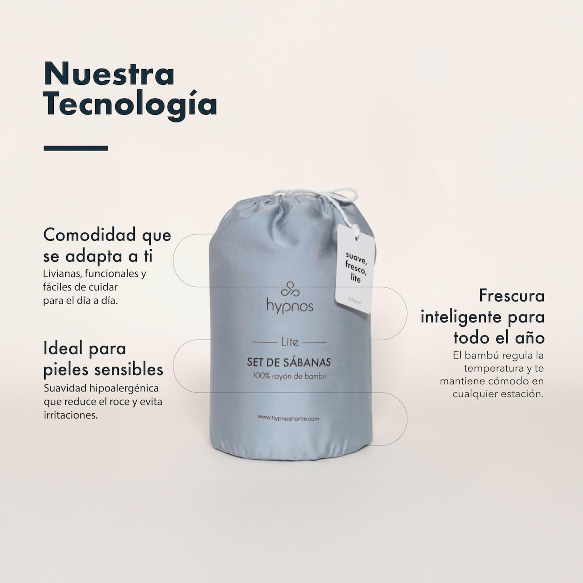 Sábanas Bambú Lite - 100% Bambú - 1,5 plazas -Gris - Hypnos-3