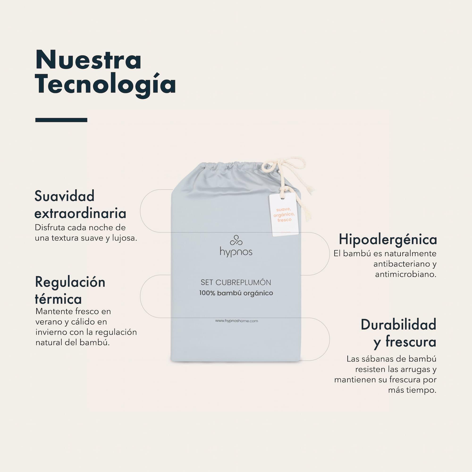 Set Funda de Plumón Premium 1 Plaza 100% Bambú Orgánico 300 Hilos Ultra suaves-2