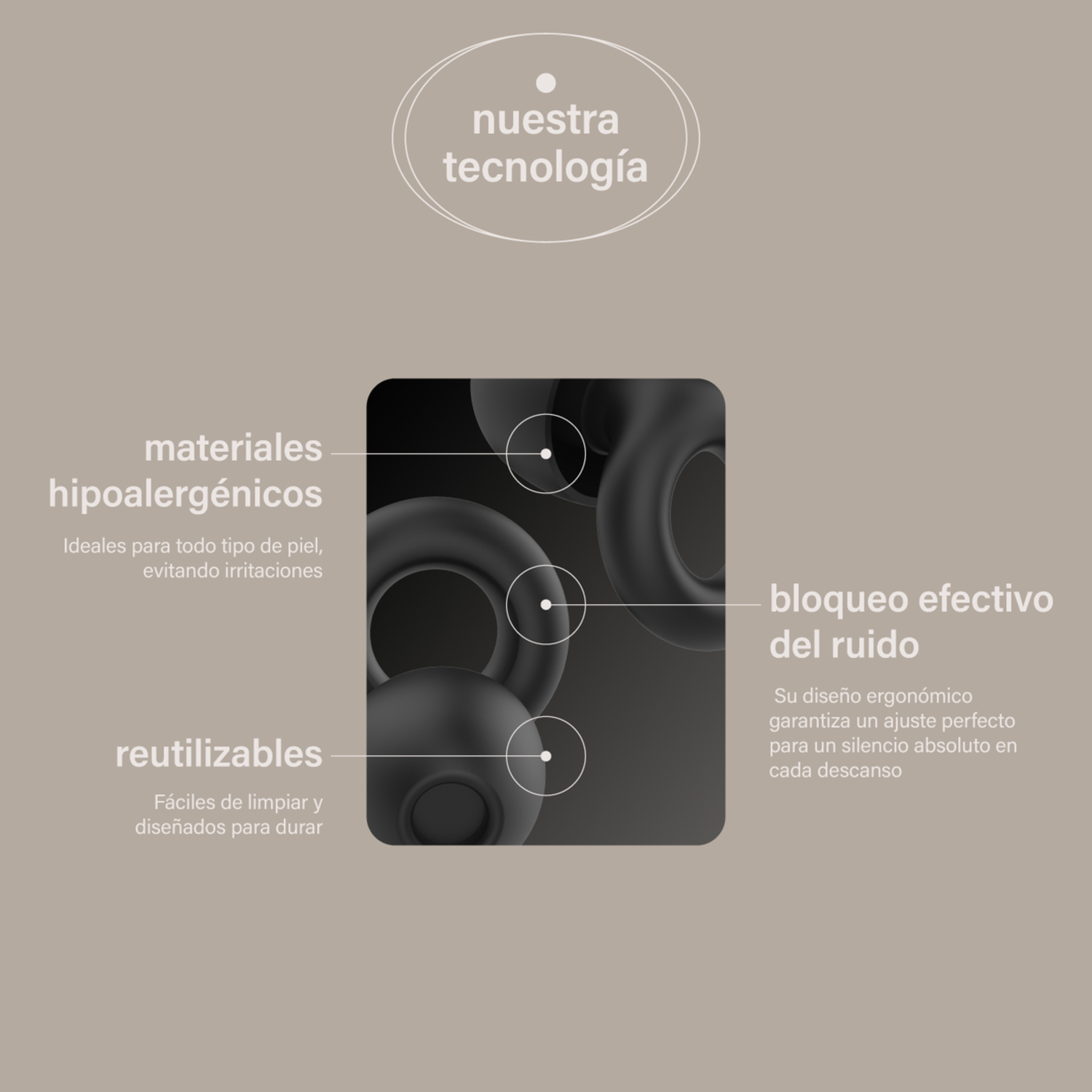 Tapones para Oídos Reutilizables e Hipoalergénicos Silicona 30 db Negro-2