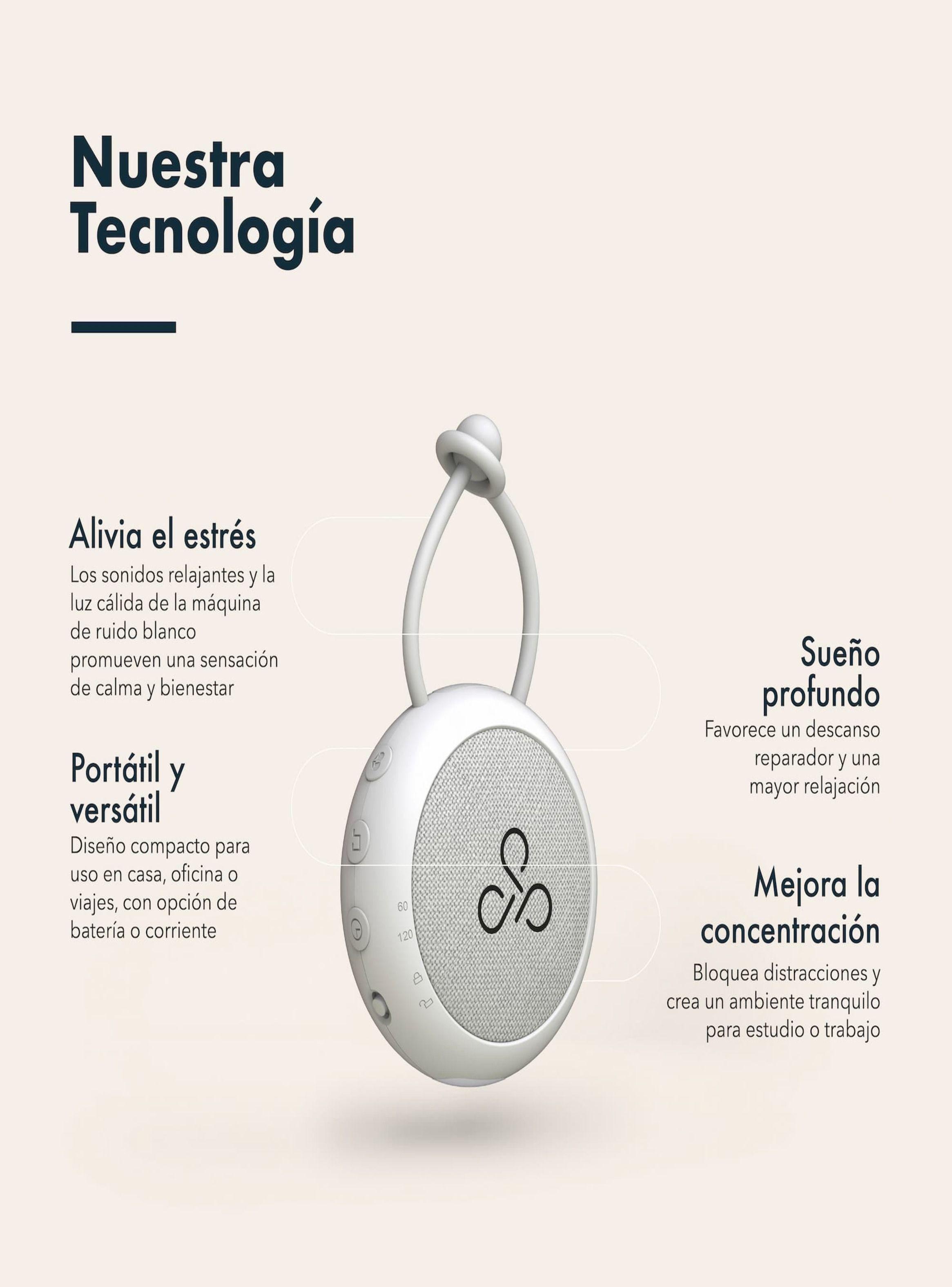 Máquina Ruido Blanco para Dormir 10 Sonidos Calmantes y Luz de Noche Blanco-2