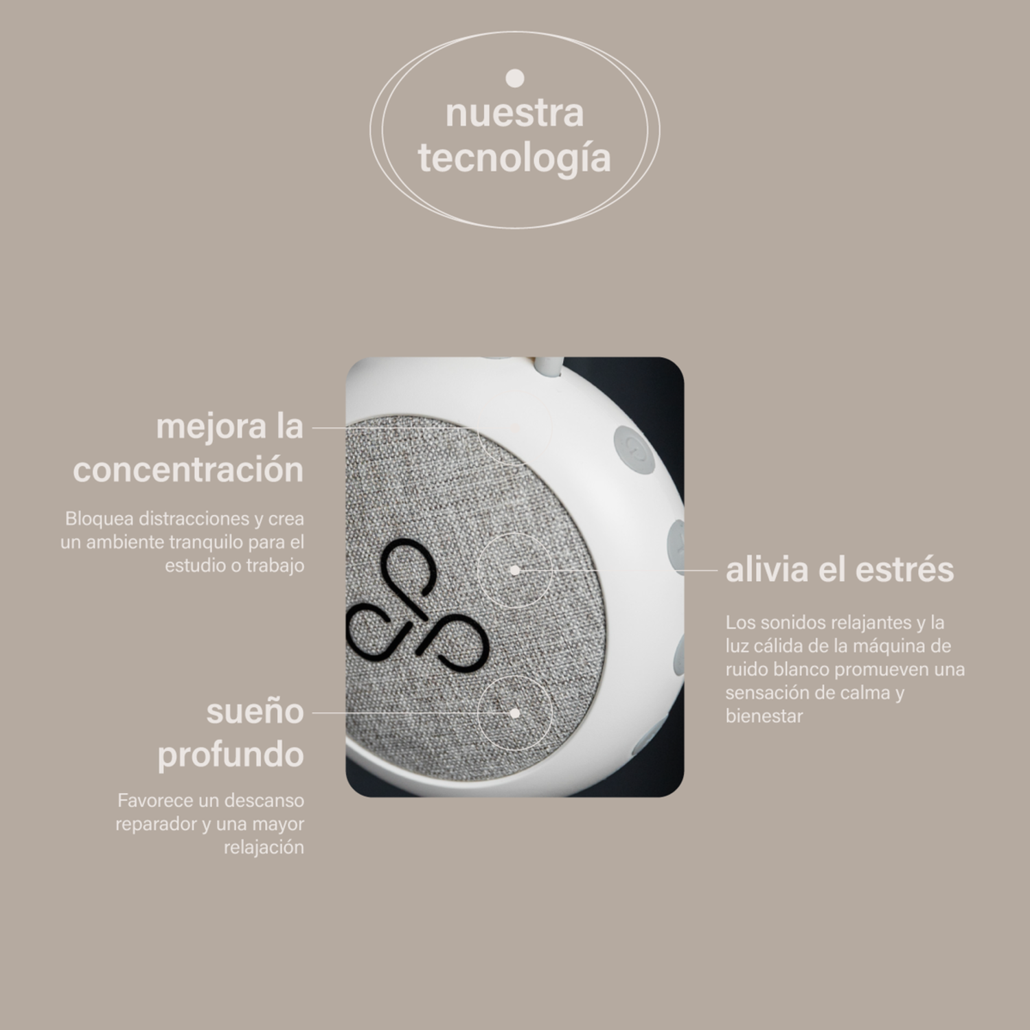 Máquina Ruido Blanco para Dormir 10 Sonidos Calmantes y Luz de Noche Blanco-2