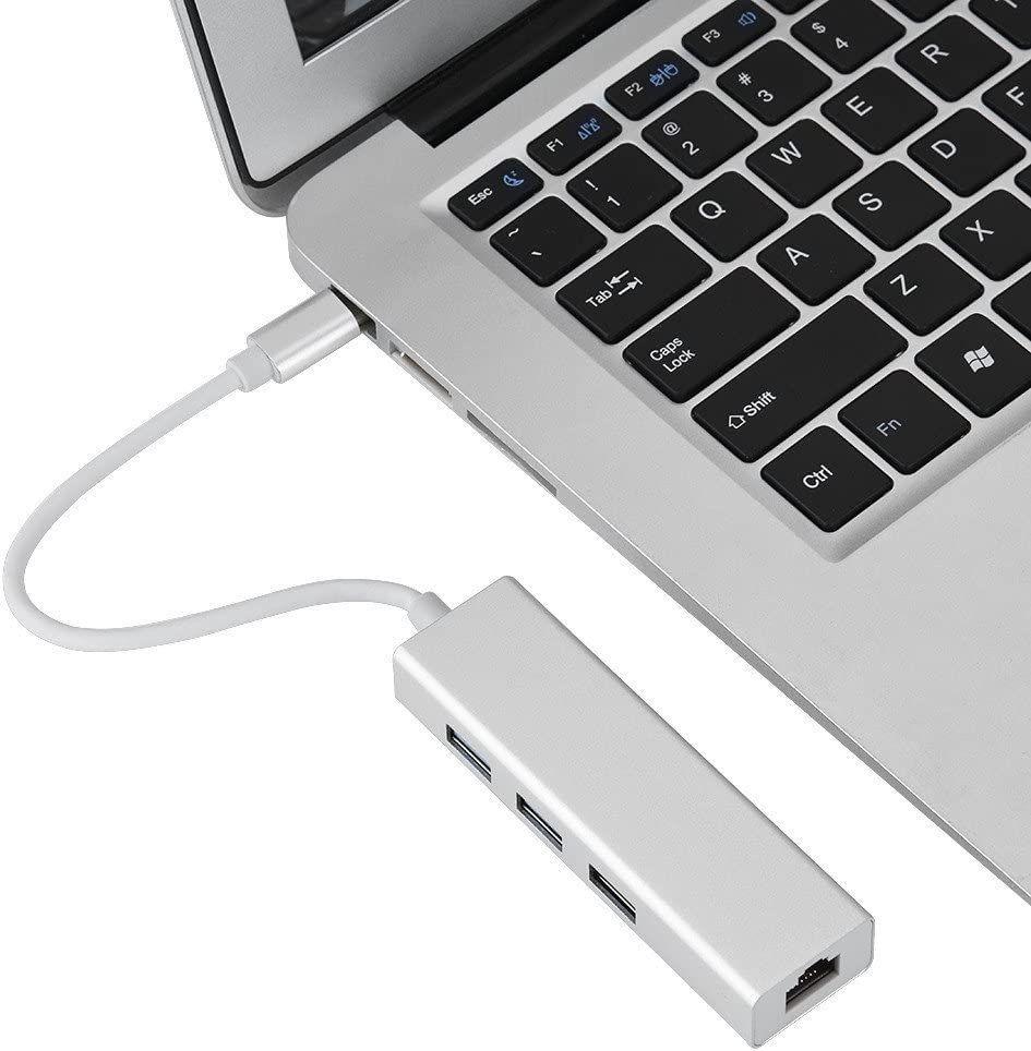 Adaptador Hub 3 Puertos Usb Type C Ethernet Rj45 3 Usb A 3.0-4