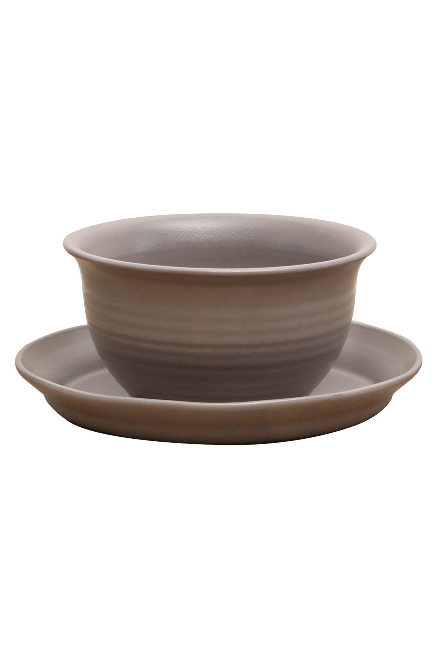 Set Fuente y Bowl Simple by Puro de Cerámica - Gris -0