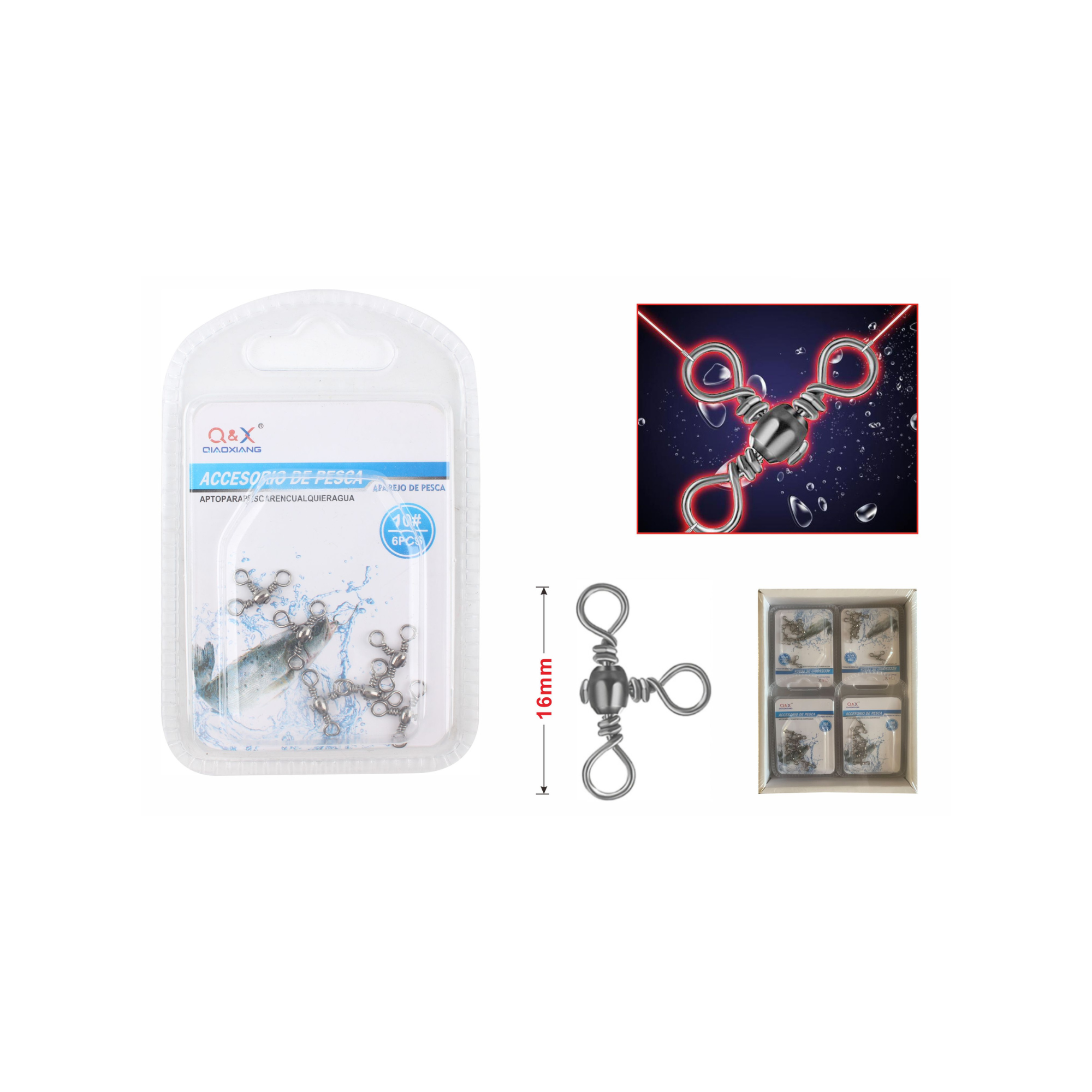  Giratorio De Paso Medio En Forma De Botella Negra 10#6Pcs-1