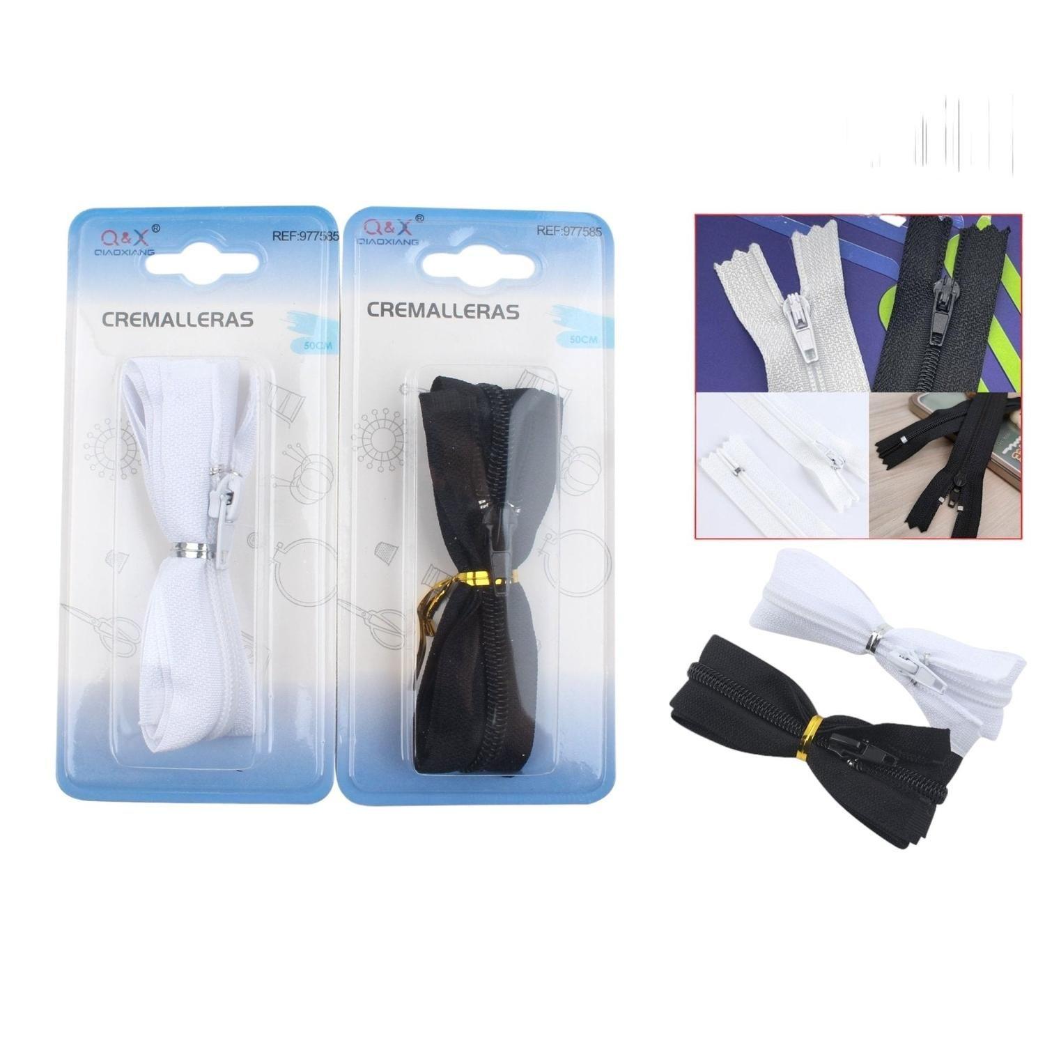 Bolsa Mediana Cremallera Nylon 50Cm Negro 6 Blanco 6-0