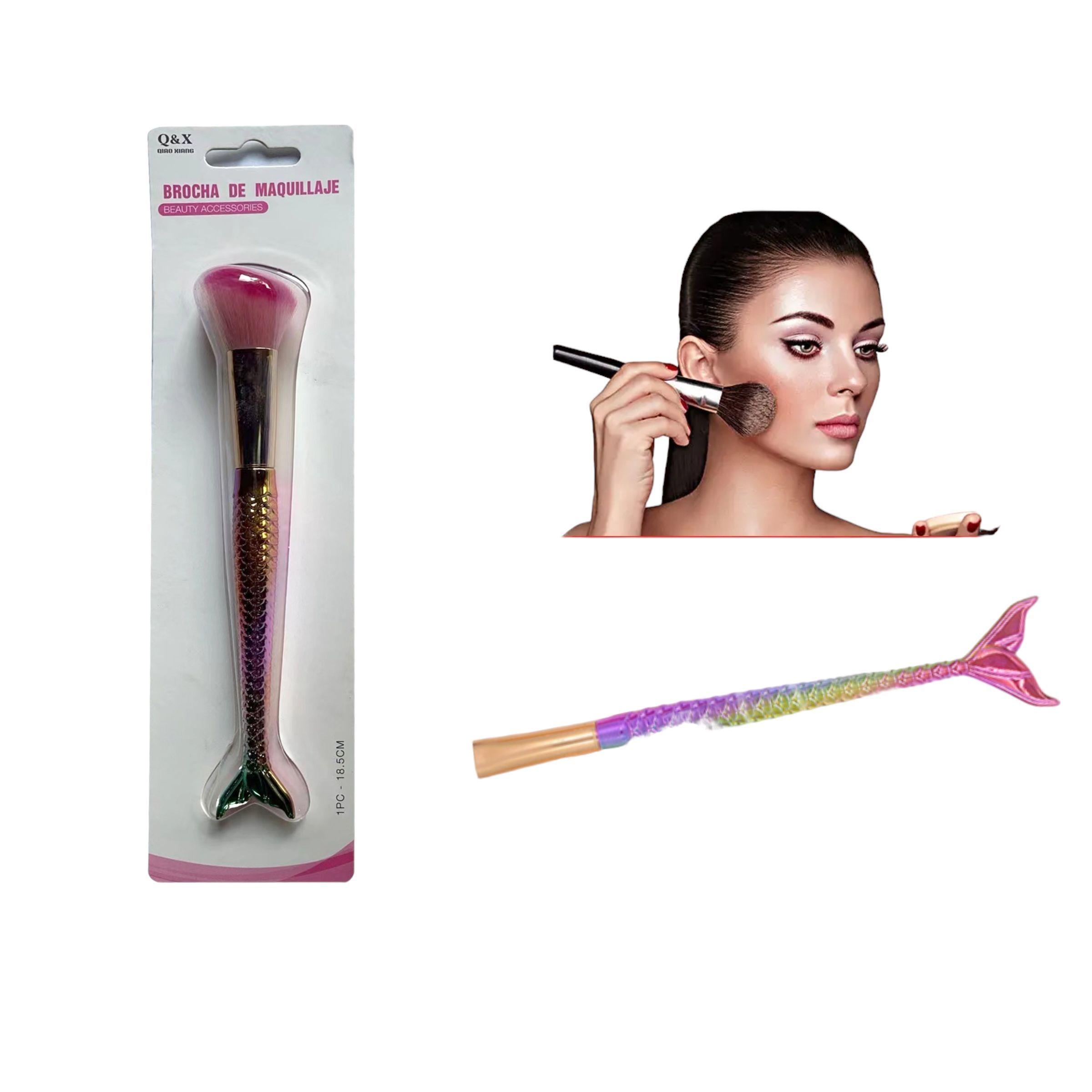 Brocha Angulada de Maquillaje Estilo Sirena 18,5 cm-0