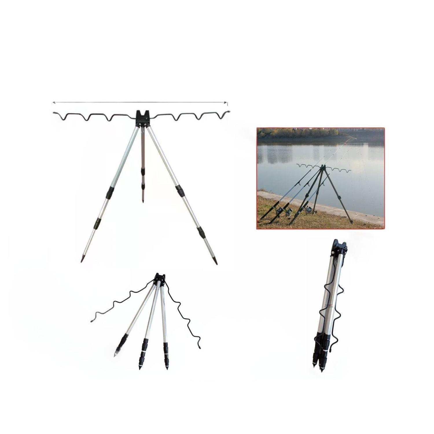 Trípode soporte para 6 cañas de pescar, 1 M-1