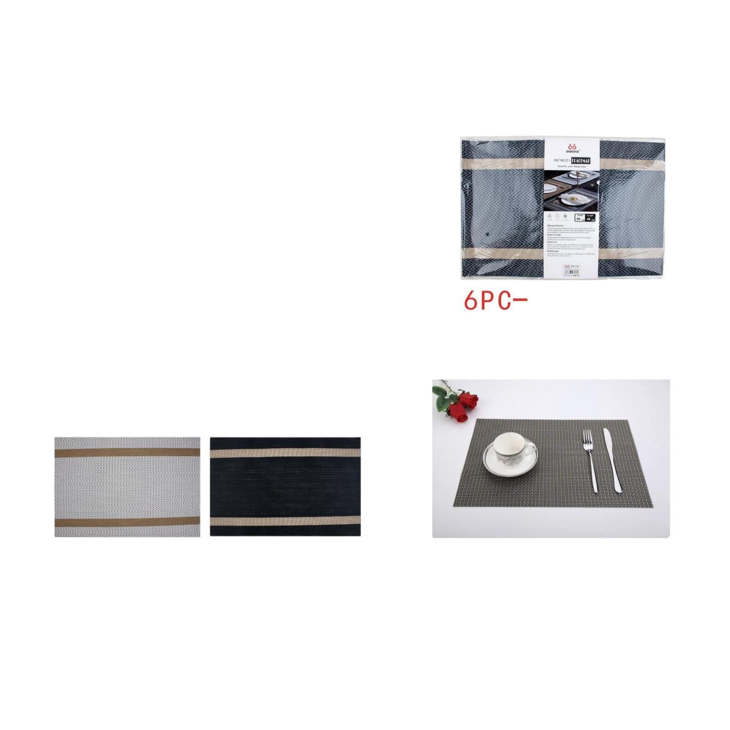 Set de 6 manteles individuales ondulados con detalles dorados 30x45 cm-0
