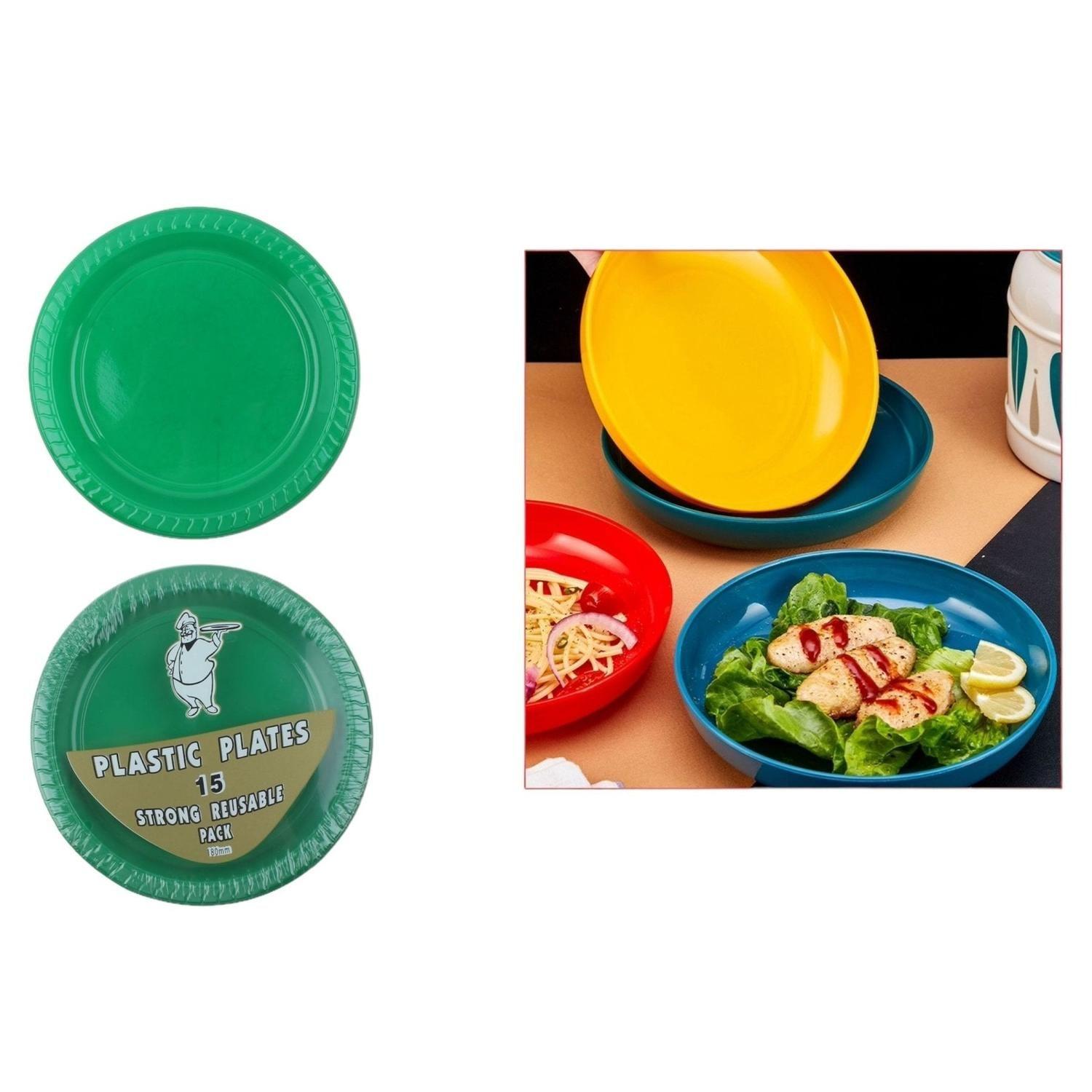 Plato Desechable Verde De (18cm) 15Pcs-0