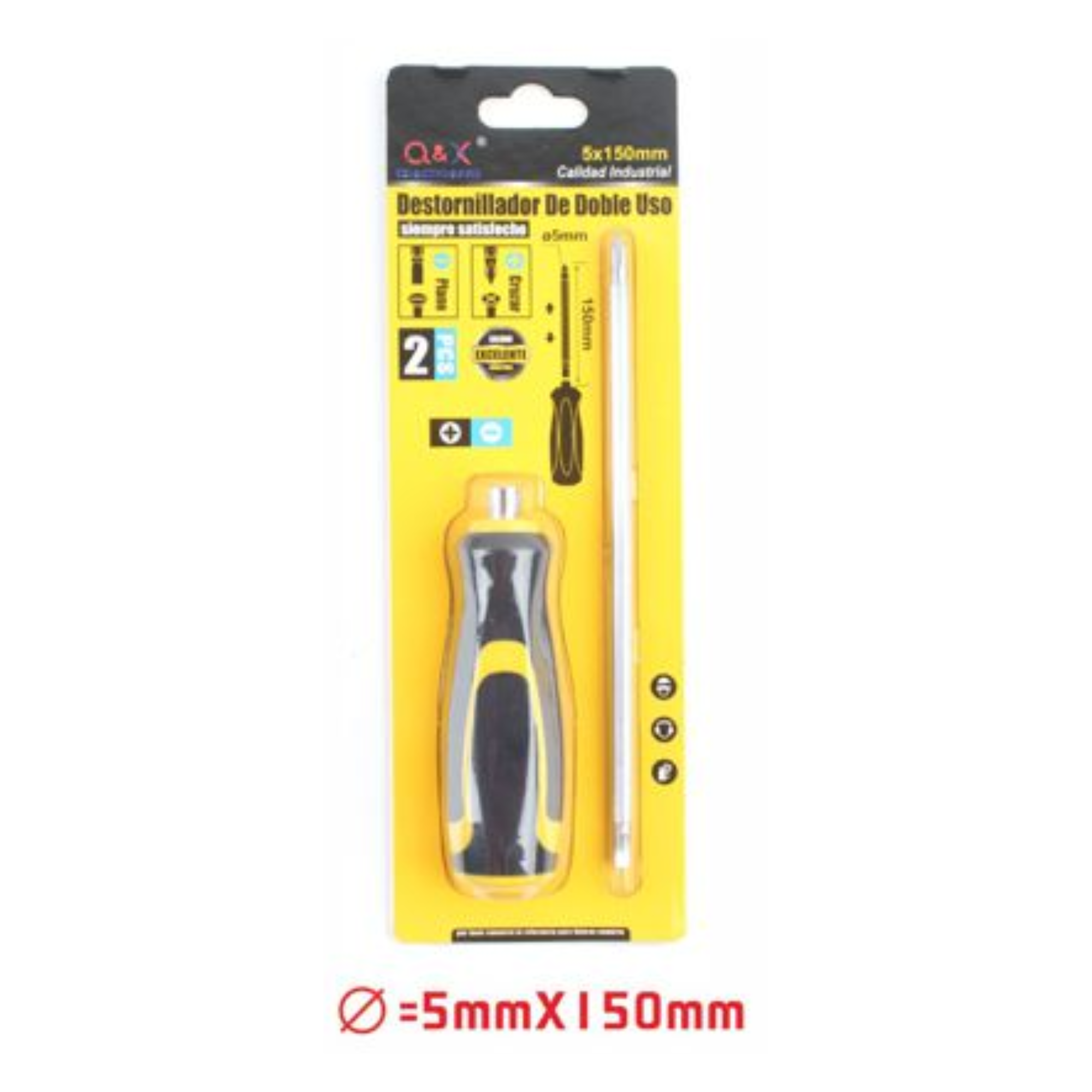 Destornillador De Doble Uso Con Mango Amarillo Y Negro 5Mm*150Mm-1