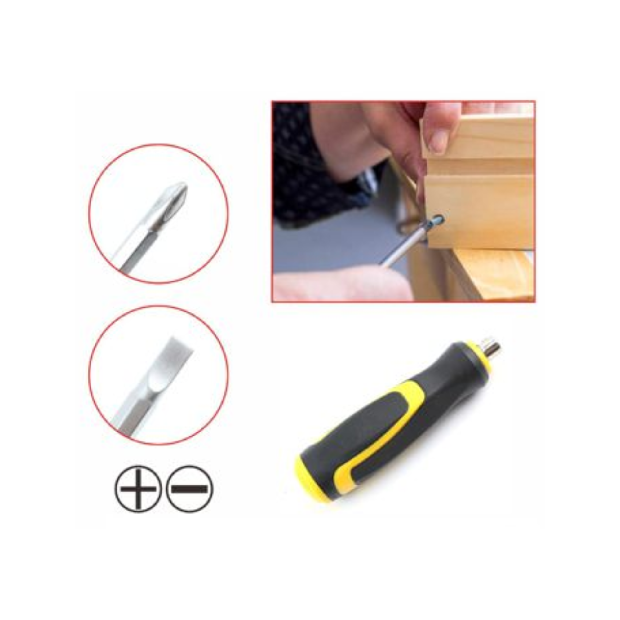 Destornillador De Doble Uso Con Mango Amarillo Y Negro 5Mm*150Mm-2