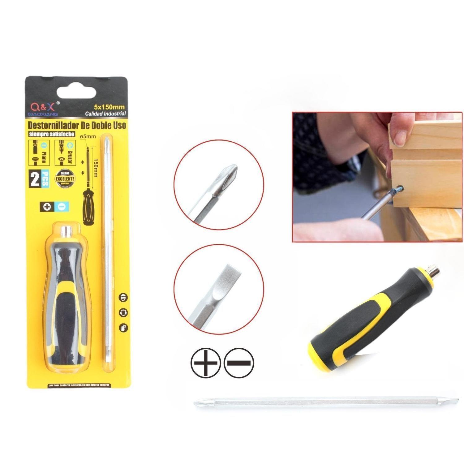 Destornillador De Doble Uso Con Mango Amarillo Y Negro 5Mm*150Mm-3
