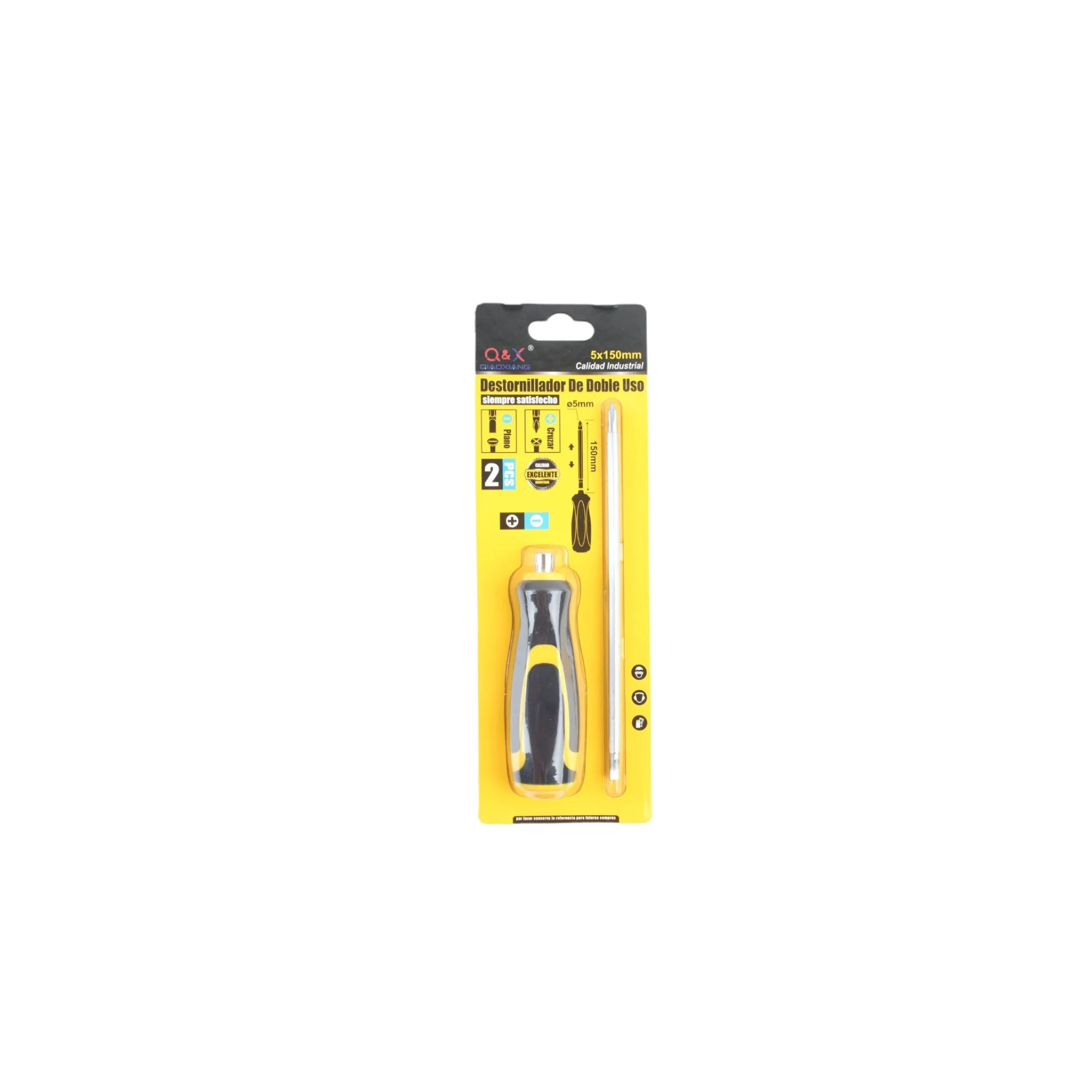 Destornillador De Doble Uso Con Mango Amarillo Y Negro 5Mm*150Mm-0