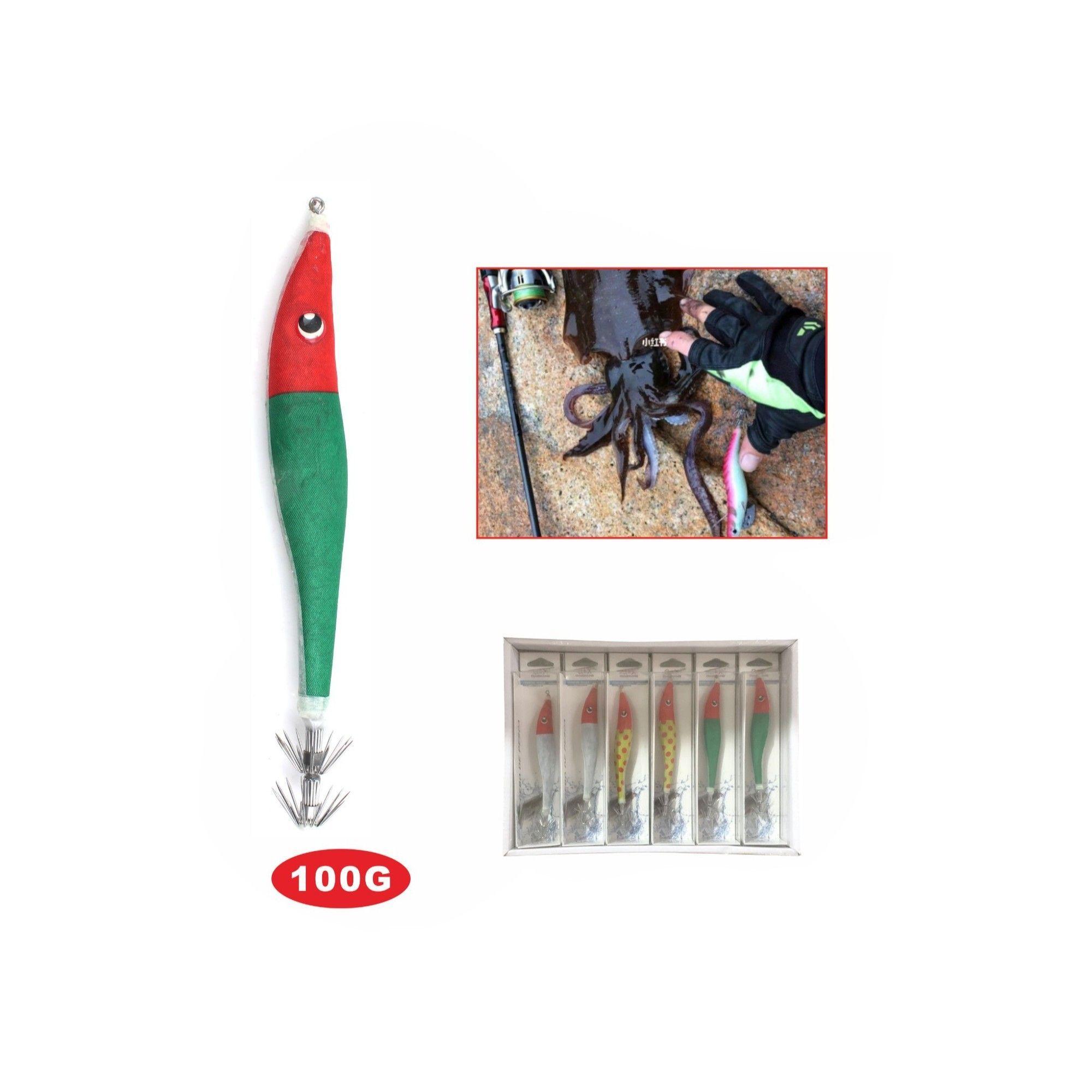 Anzuelo de Plomo para Calamar 100g | Señuelo Tipo Pota | Alta Eficacia en Pesca Marina-1