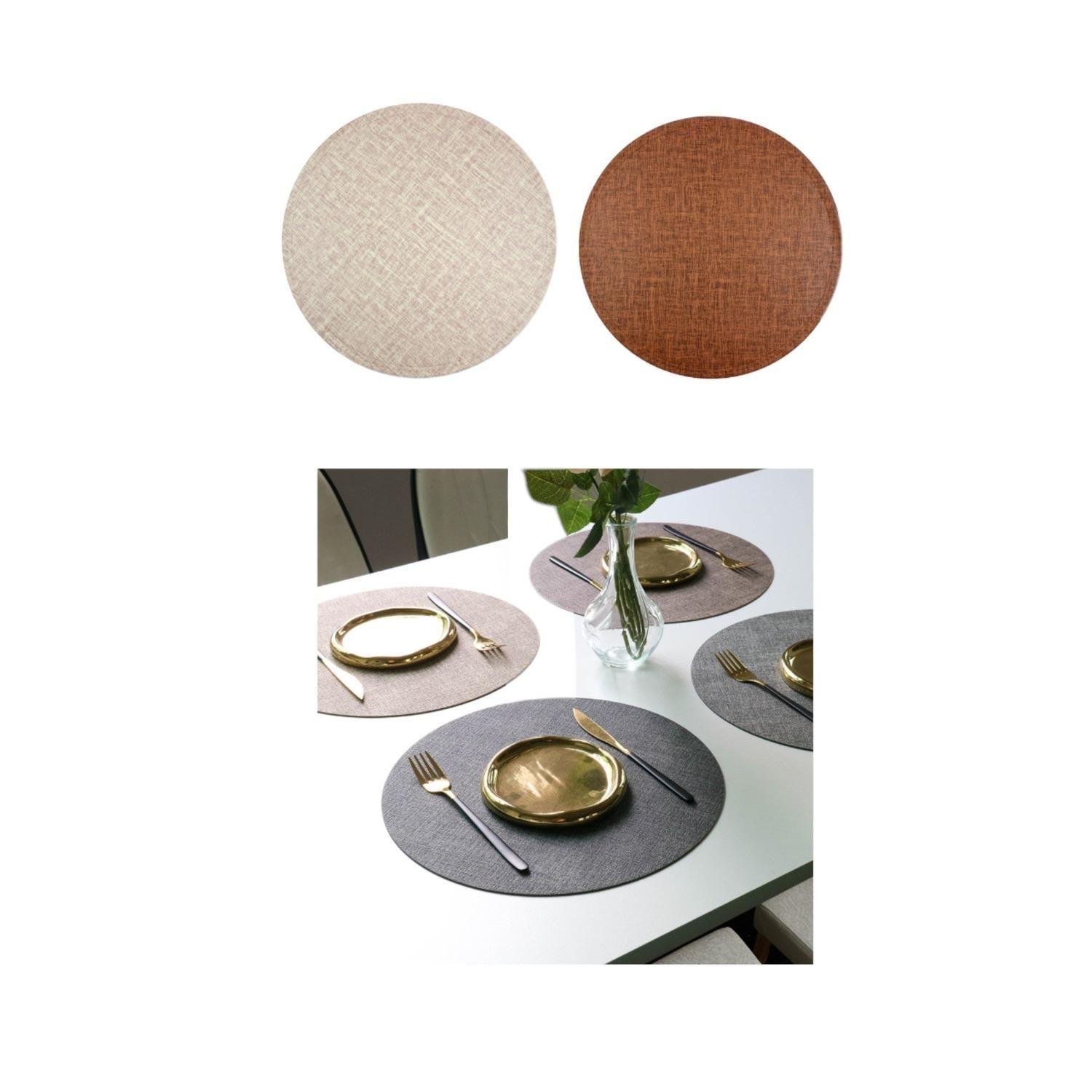 Mantel Individual Redondo Efecto Madera 38x38 cm-1