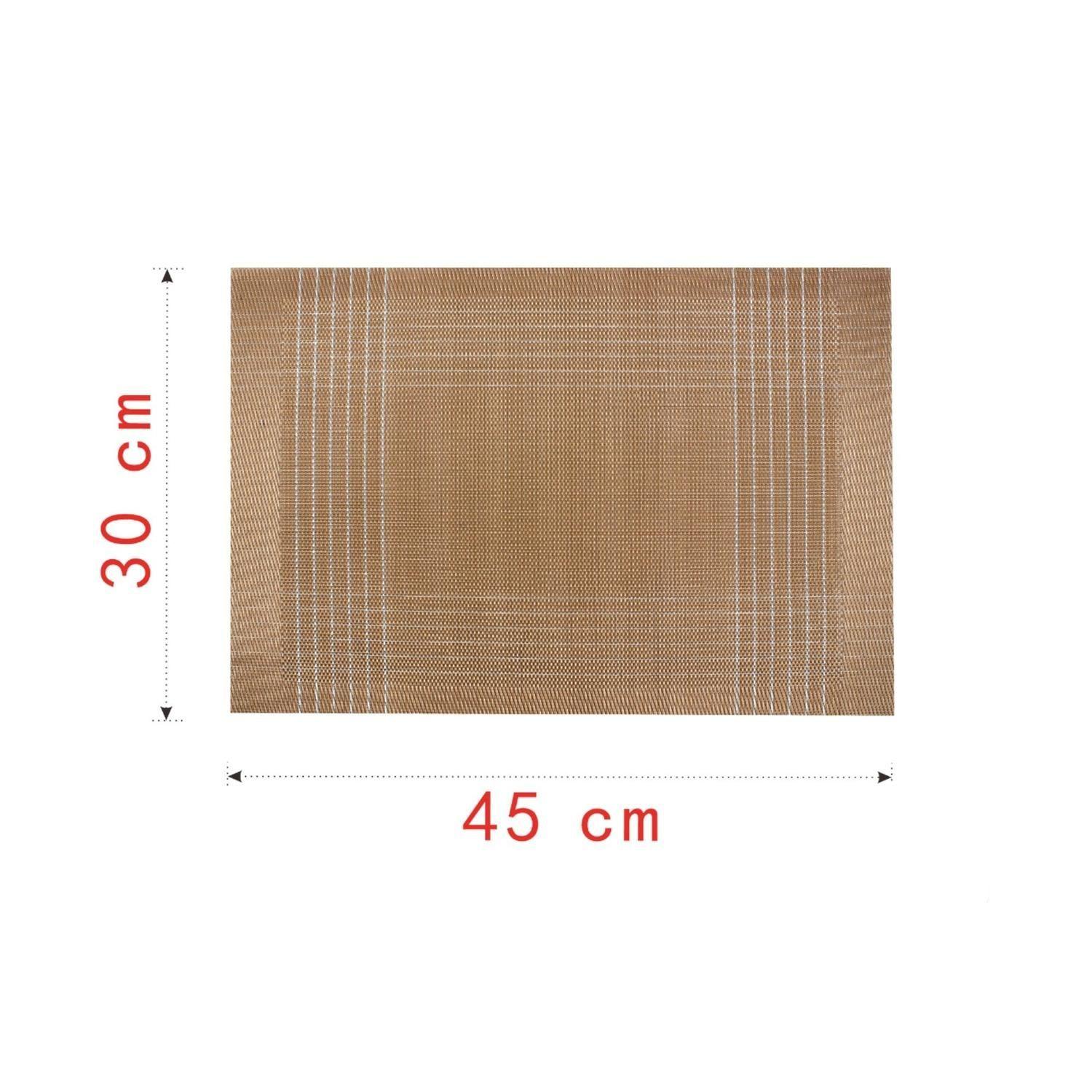 Juego de 6 manteles individuales rectangulares con diseño de líneas entrelazadas y acentos dorados 3-2