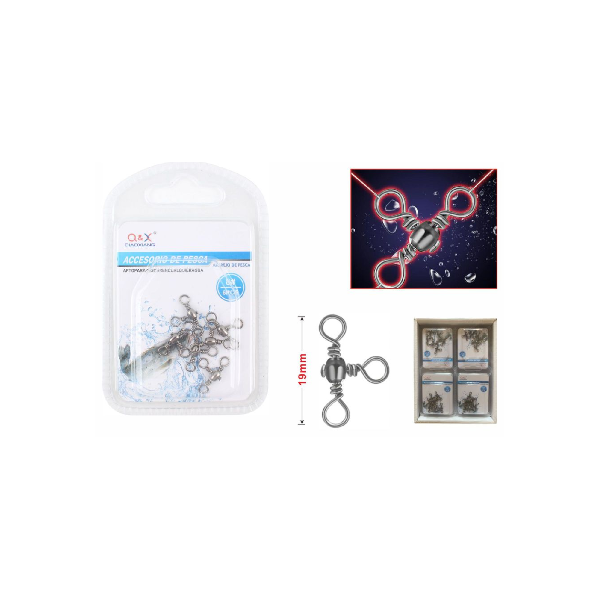  Giratorio De Paso Medio En Forma De Botella Negra No. 8 6Pcs-1