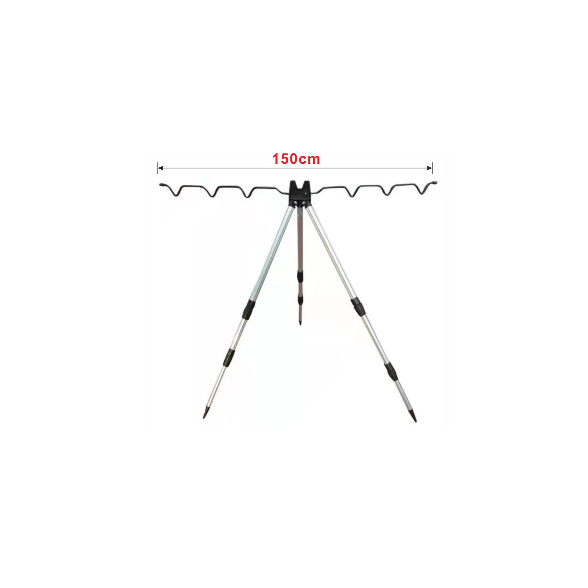Trípode soporte para 6 cañas de pescar, 1,5 M-2