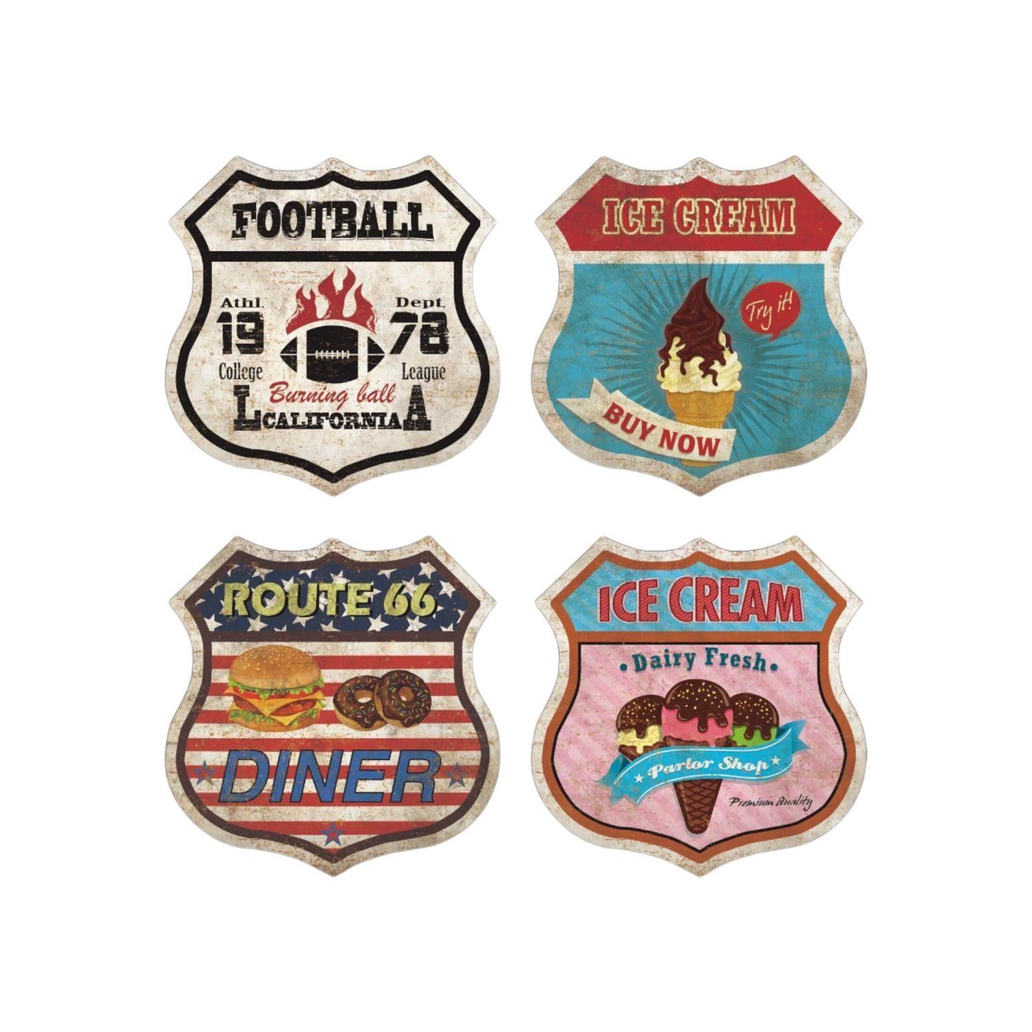 Cuadro vintage de hojalata Ruta 66 30x30 cm-1