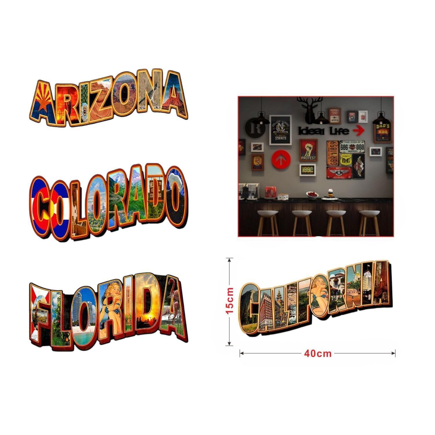 Cuadro de hojalata vintage con diseño variado 40X15 cm-2