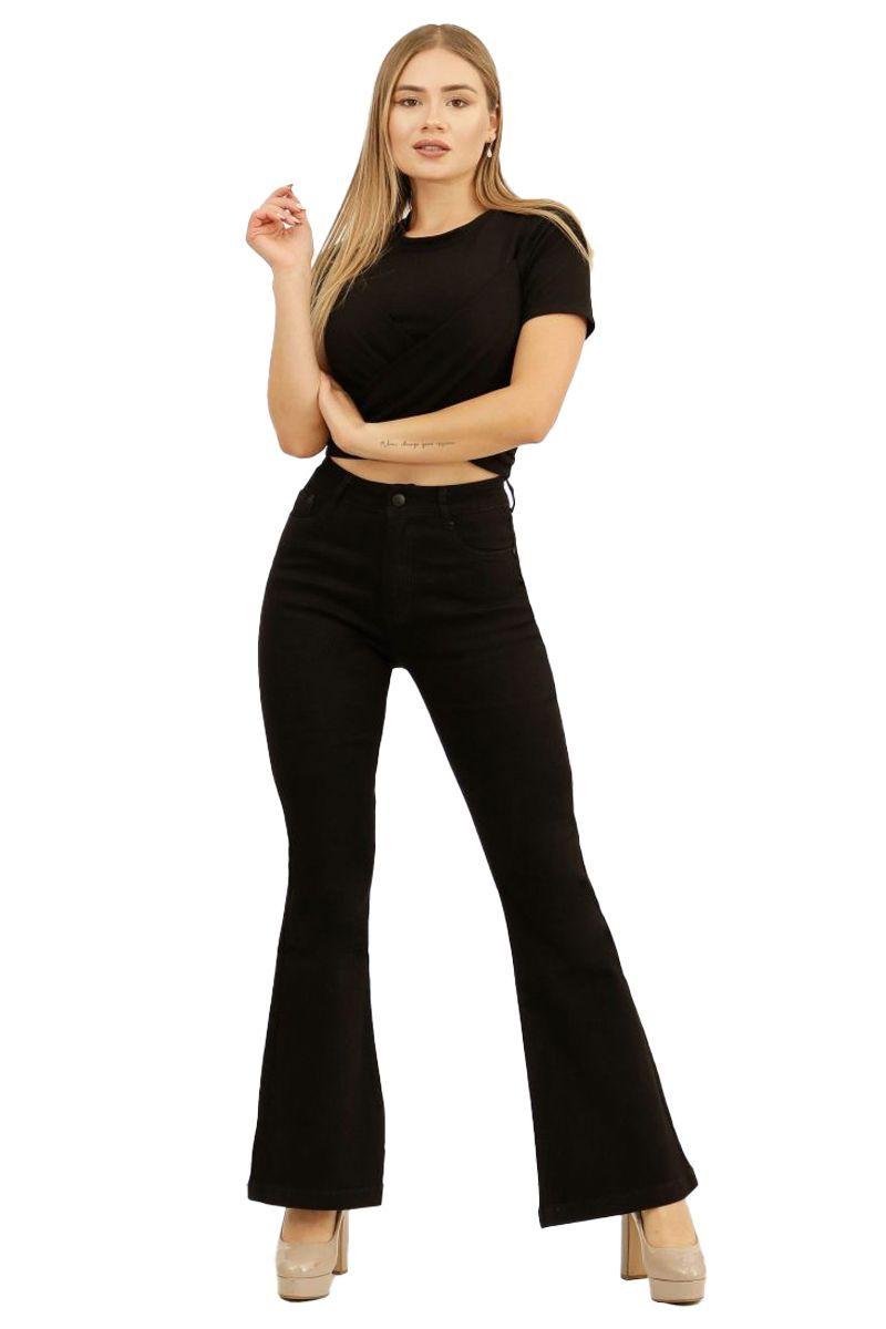 Jeans Flare Push Up Pata Ancha Corte Colombiano Acampanado Levanta Cola-3