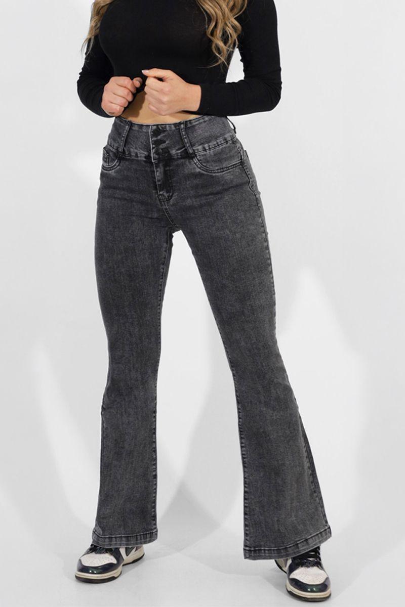 Jeans Flare Push Up Pata Ancha Corte Colombiano Acampanado Levanta Cola-0