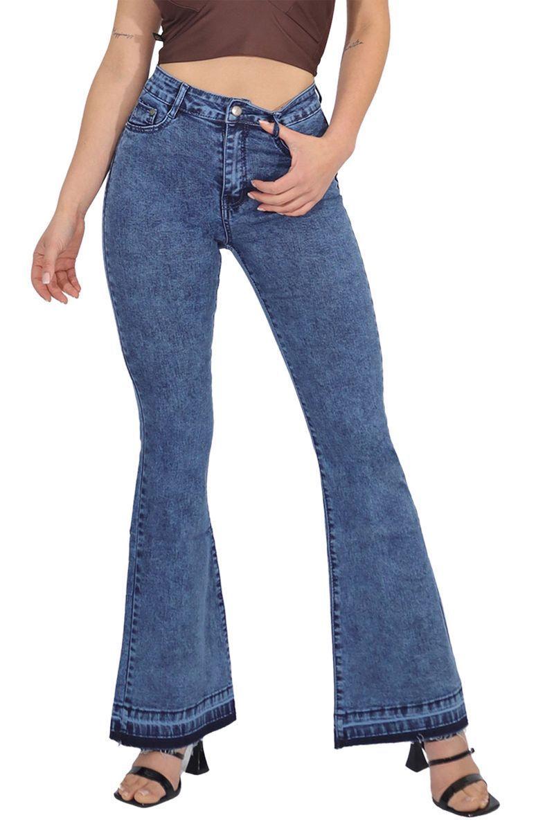 Jeans Flare Push Up Pata Ancha Corte Colombiano Acampanado Levanta Cola-0