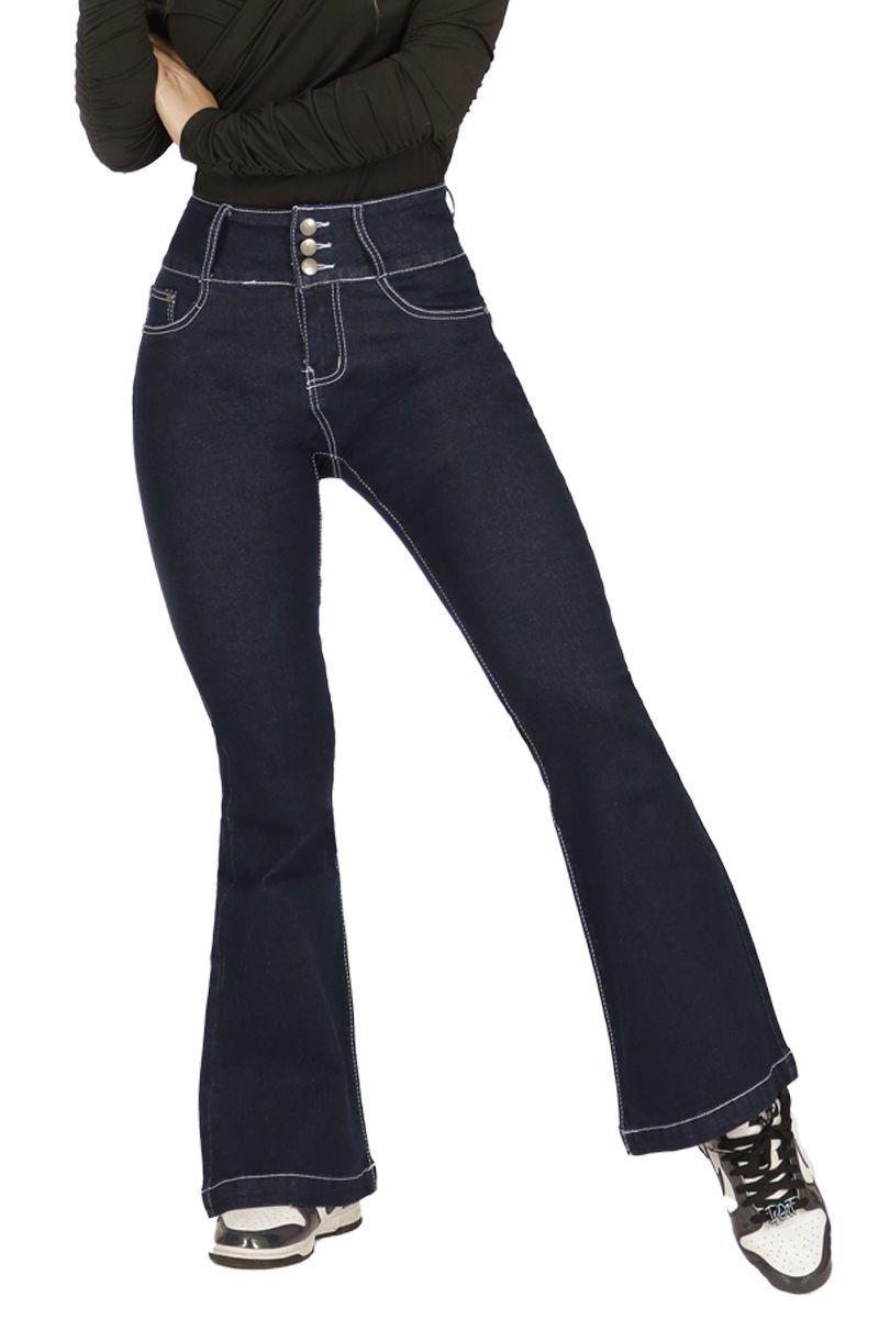 Jeans Flare Push Up Pata Ancha Corte Colombiano Acampanado Levanta Cola-0