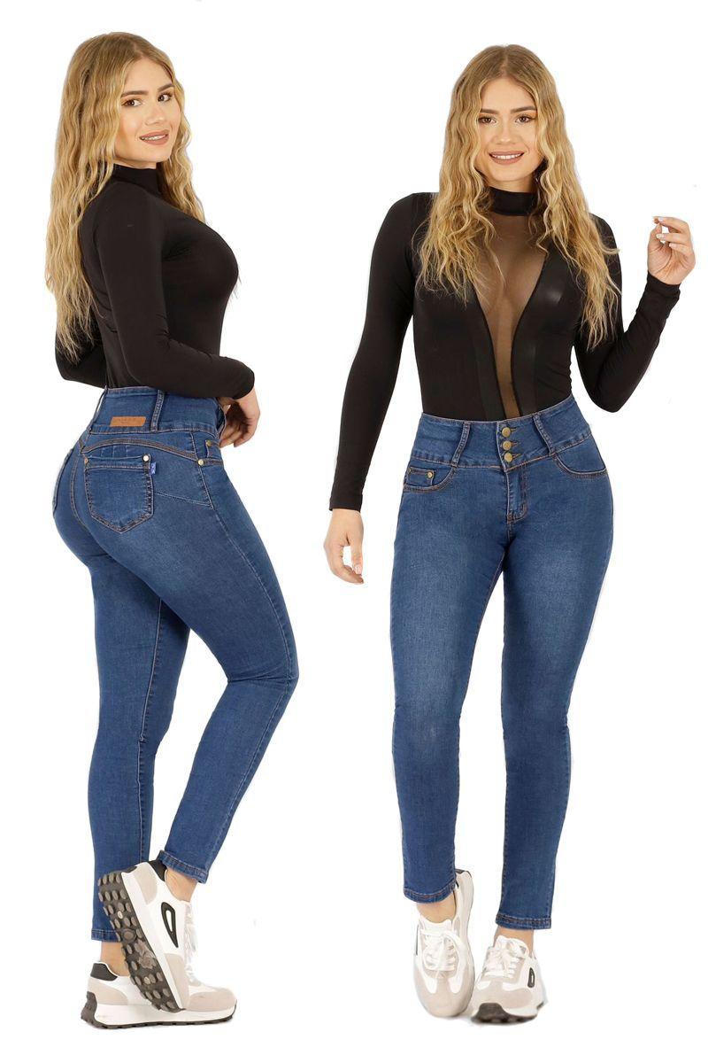 Jeans Mujer Push Up Levanta Cola Corte Colombiano Tiro Alto Calce Perfecto Full Elasticados-2