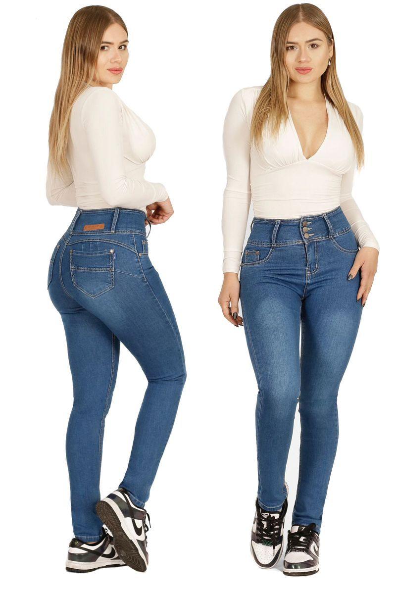 Jeans Mujer Push Up Levanta Cola Corte Colombiano Tiro Alto Calce Perfecto Full Elasticados-2