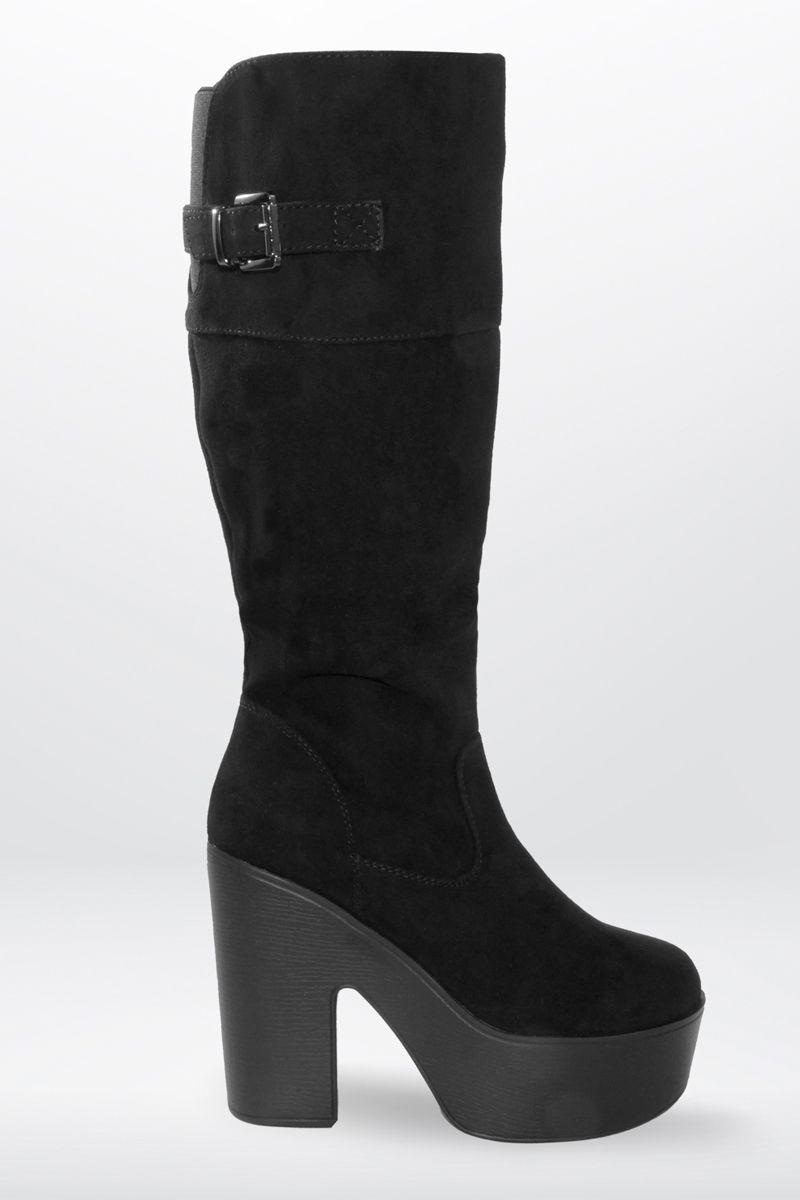 Botas Mujer Bucaneras Altas Plataforma y Taco Forradas-0