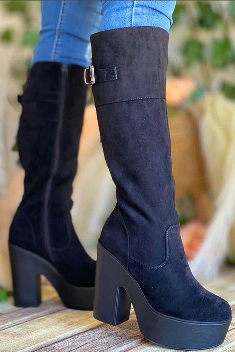 Botas Mujer Bucaneras Altas Plataforma y Taco Forradas-7