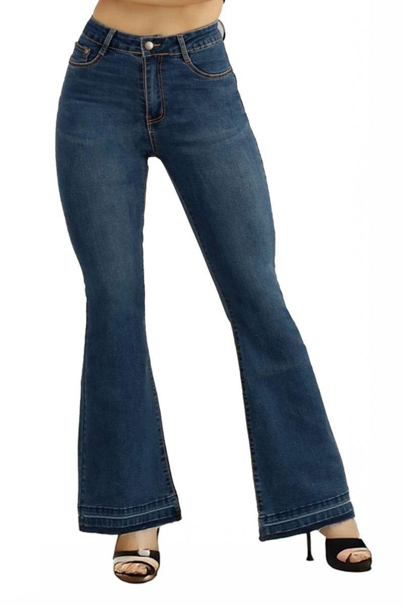 Jeans Flare Push Up Acampanado Levanta Cola Corte Colombiano Escultor-0